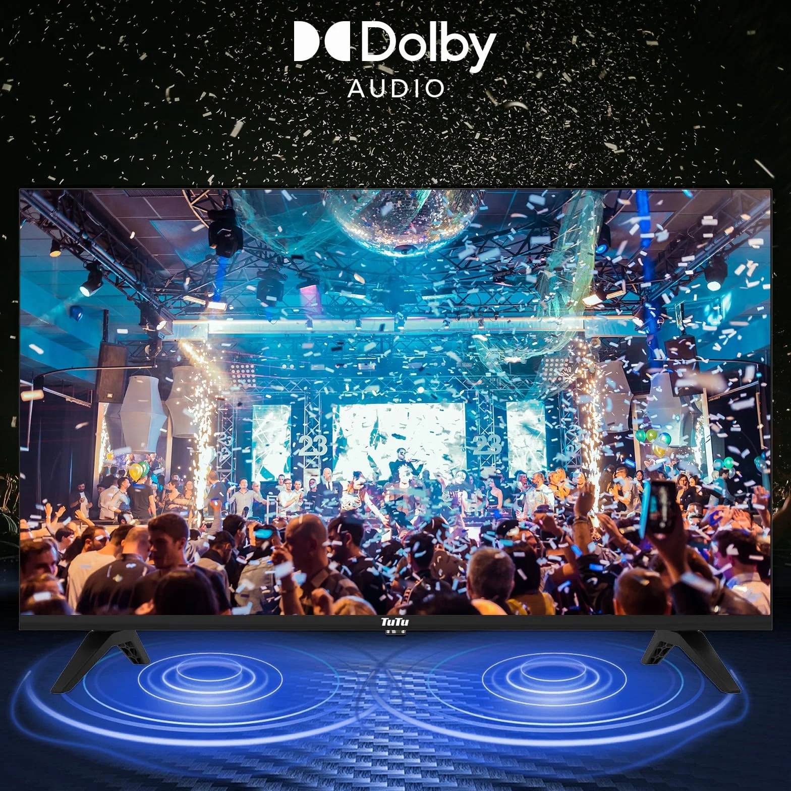 TuTu TV 42 Pouces (107 cm) LED Full HD Télévision avec Triple Tuner (DVB-C / T2 / S2), HDMI, CI+, Lecteur multimédia USB, Mode hôtel, Dolby Audio - TUB42FD1N