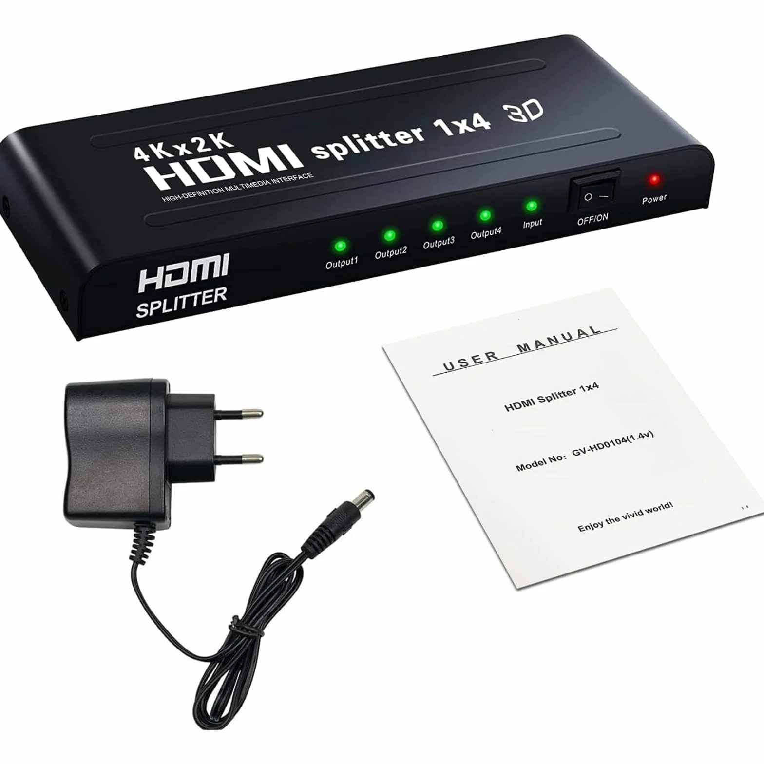 1x4 Splitter HDMI,Ozvavzk Répartiteur HDMI 3D 1 Entrée 4 Sorties Distributeur HDMI Soutien 4K Supporte PC Box HDTV DVD Multimédia Écran Projecteur