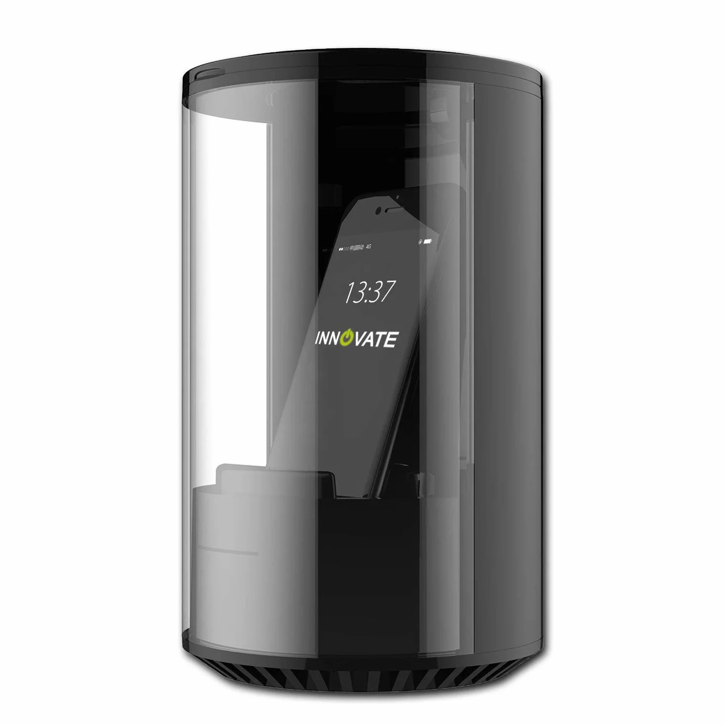 INNOVATE - Boîte de désinfection ozone, stérilisateur, désinfectant pour téléphone portable, clés, smartphone, bijoux, lunettes, etc., éclairage LED, câble USB, port USB