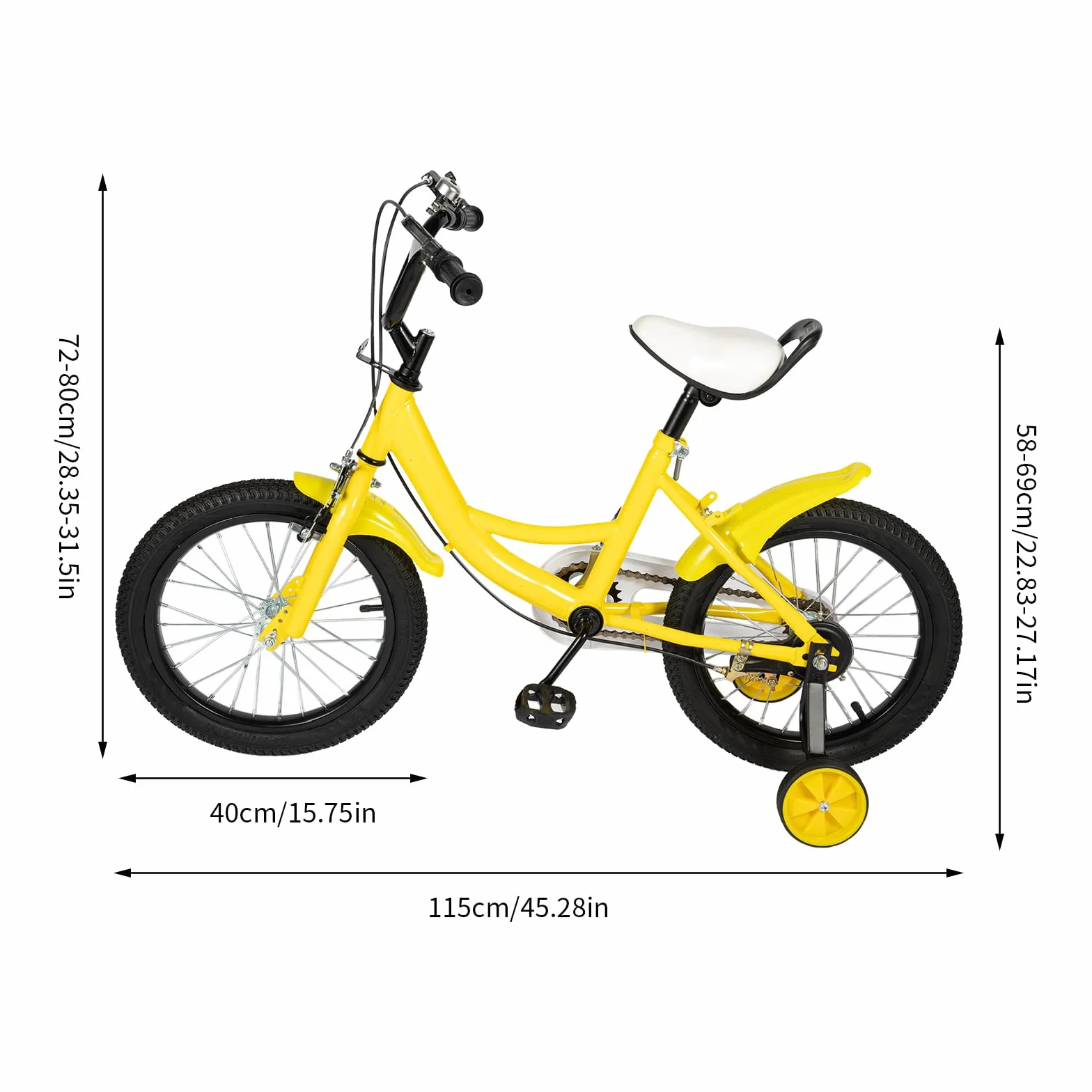 Vélo enfant 16 pouces roues stabilisatrices garçons filles 4-8 ans guidon selle réglables cadre acier carbone double freinage