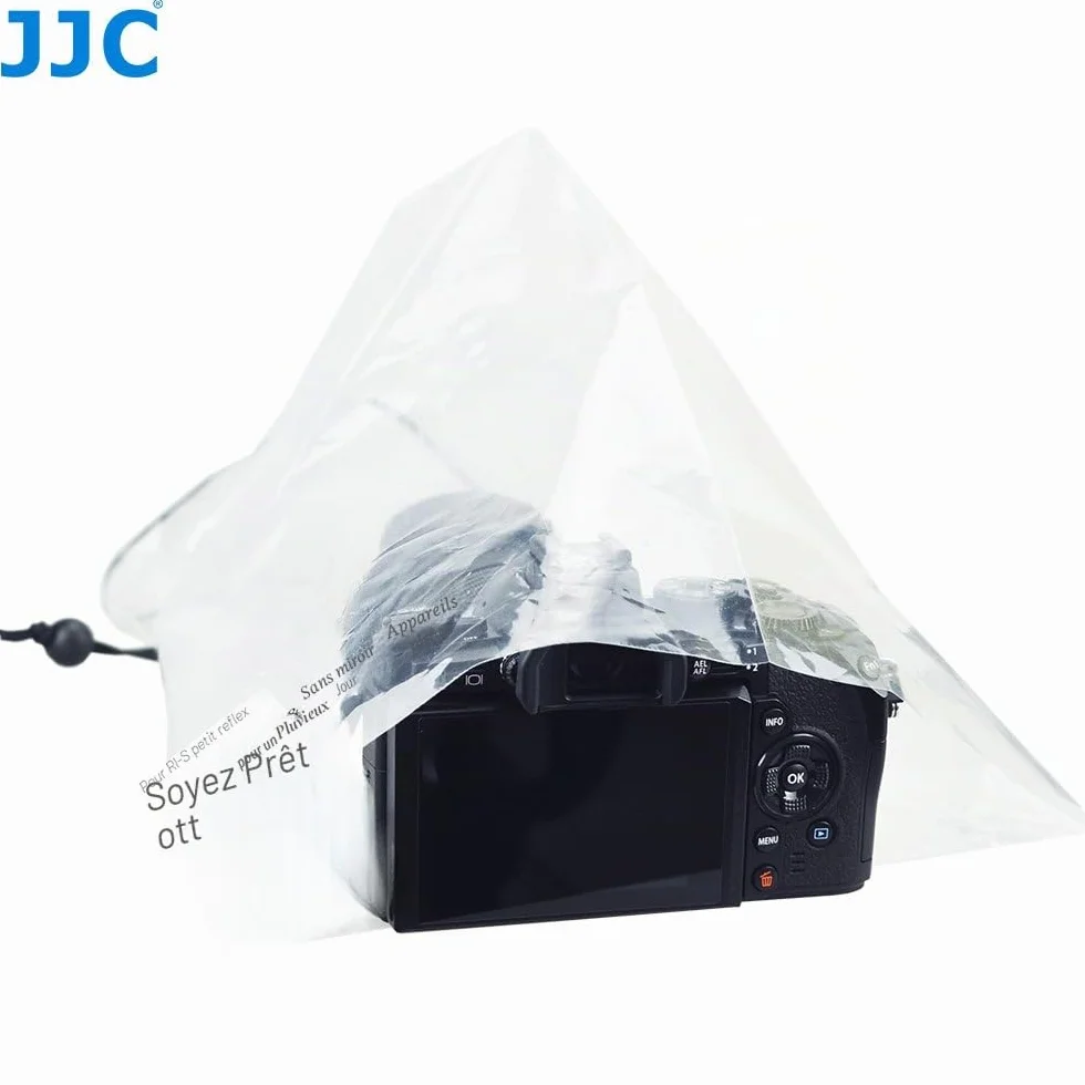 (2 Pack) JJC Housses de Pluie Jetables, Caméra Couverture Housse de Protection pour Appareil Photo Reflex Numérique sans Miroir Transparent