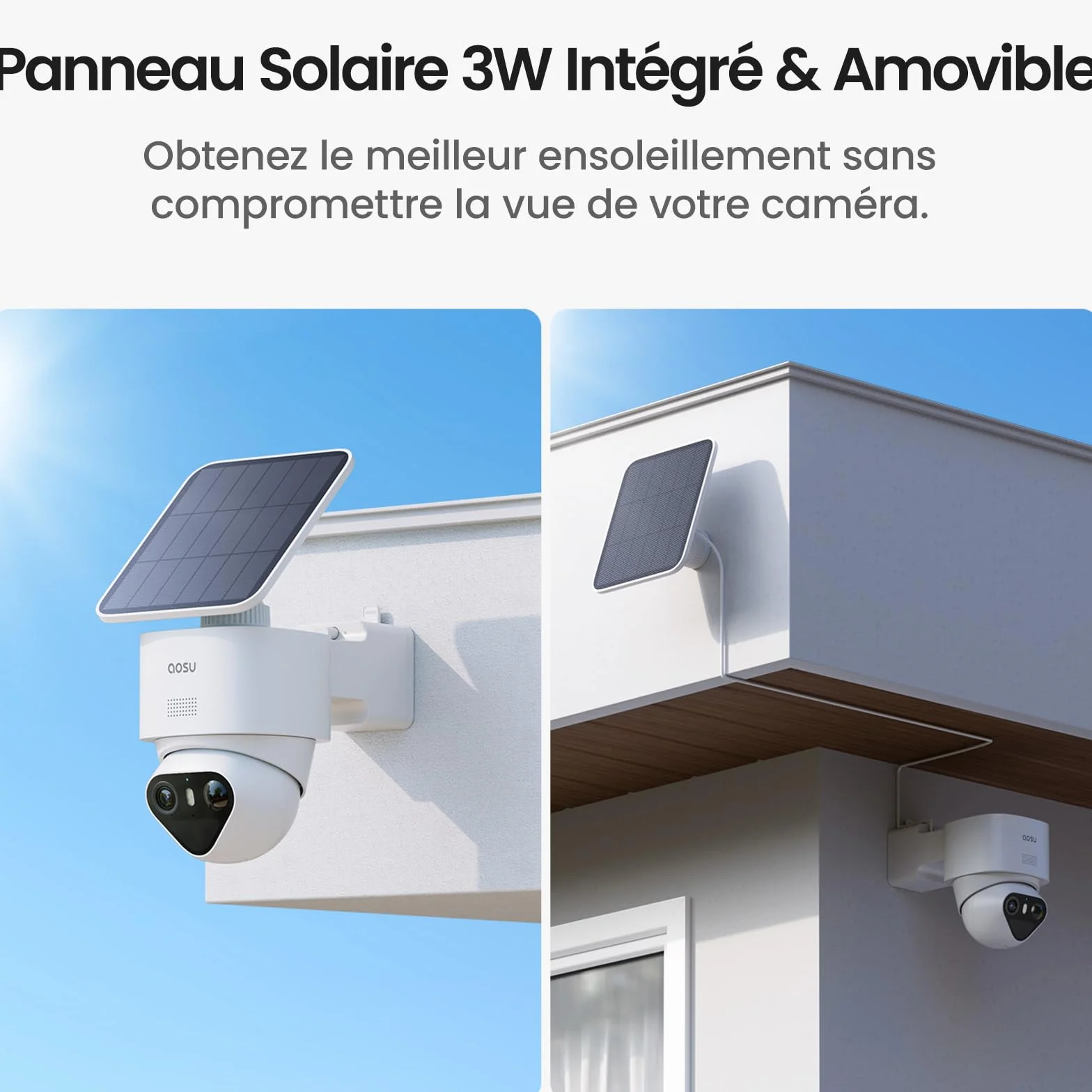 aosu 4K Caméra Surveillance WiFi Extérieure sans Fil,8MP Camera Exterieur Solaire,Vision Nocturne TrueColor,Triple Détection (PIR+Radar+IA),Suivi Automatique à 360°,Alarme Sonore et Lumineuse