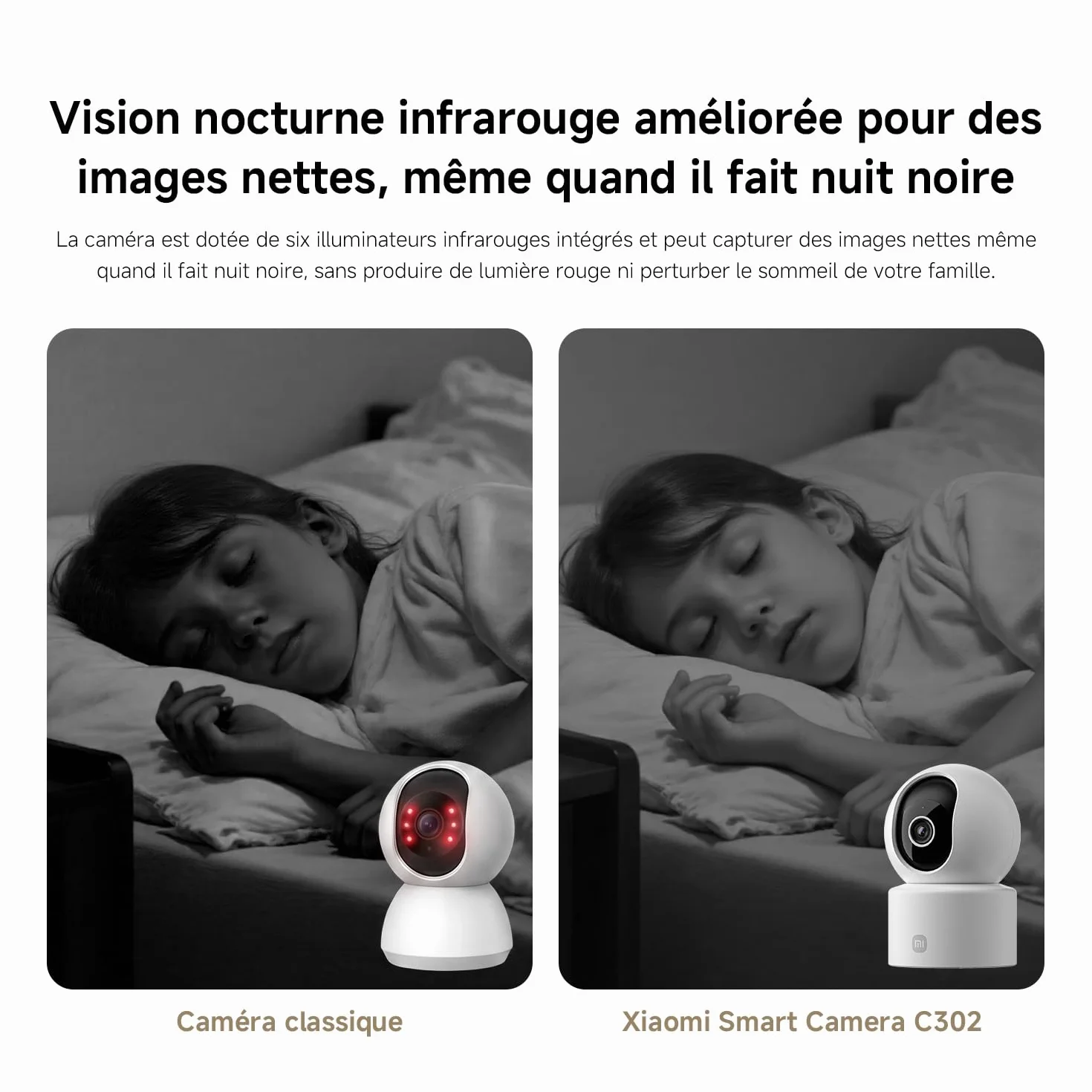 XIAOMI C302 Caméra Intérieure, 2K 3MP à 360°, Caméra de Surveillance, WiFi 6, Clôture Virtuelle, Détection et Suivi Personnes & Animaux, Vision Nocturne Couleur Starlight, Audio Bidirectionnel, Alexa