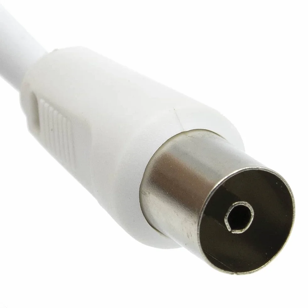 CABLEPELADO Câble Antenne TV Mâle Femelle Droit | Coaxial | Compatible Décodeur, Prises TV | 75 Ohm | Blanc | 10 Mètres