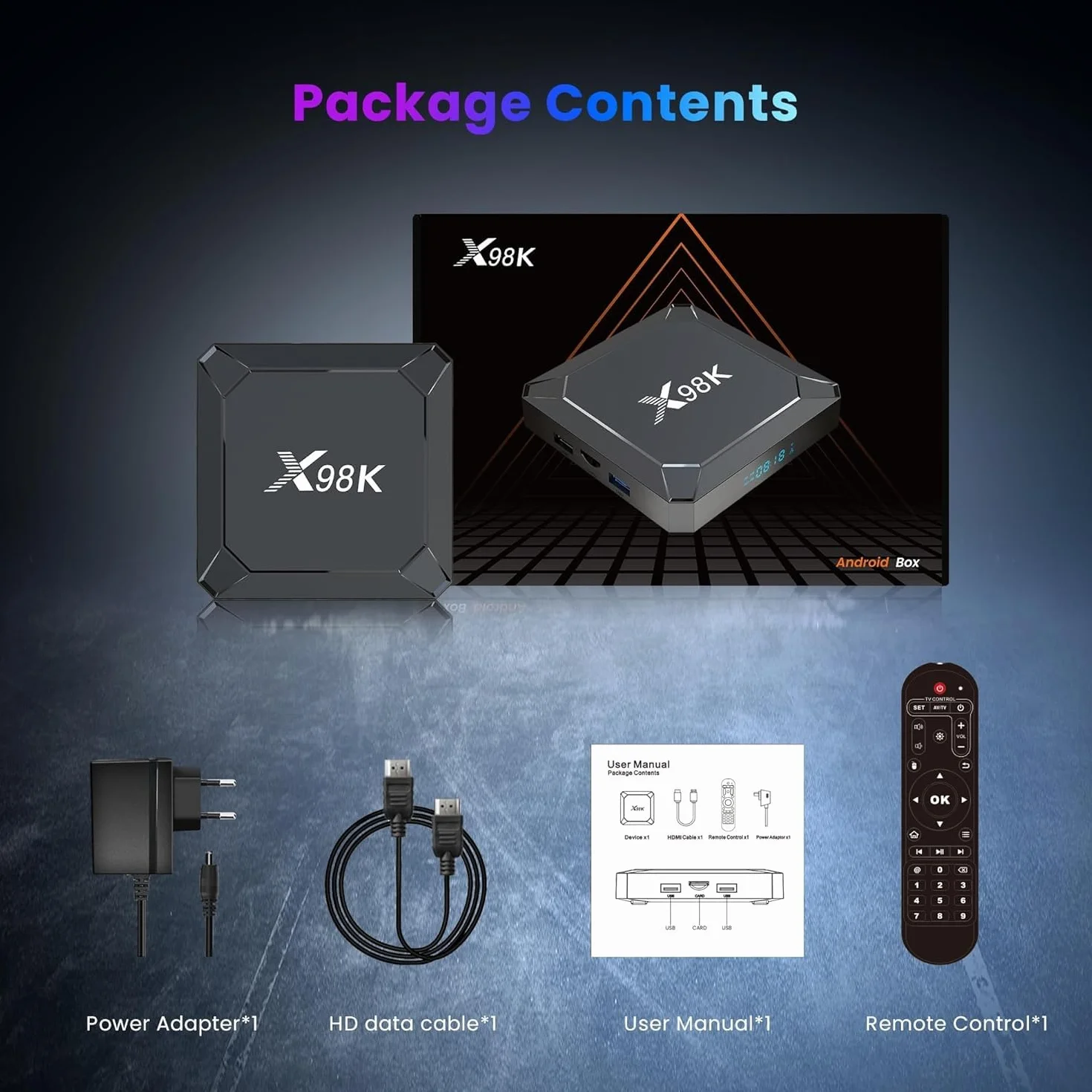 Boîtier TV Android 13.0 Android TV Box X98K 4GB RAM 32GB ROM RK3528A CPU Quad Core Arm Cortex A53 Android Box Support 2.4/5.0GHz WiFi6 BT5.X 4K 100M Ethernet USB 3.0/2.0 TV Box Android
