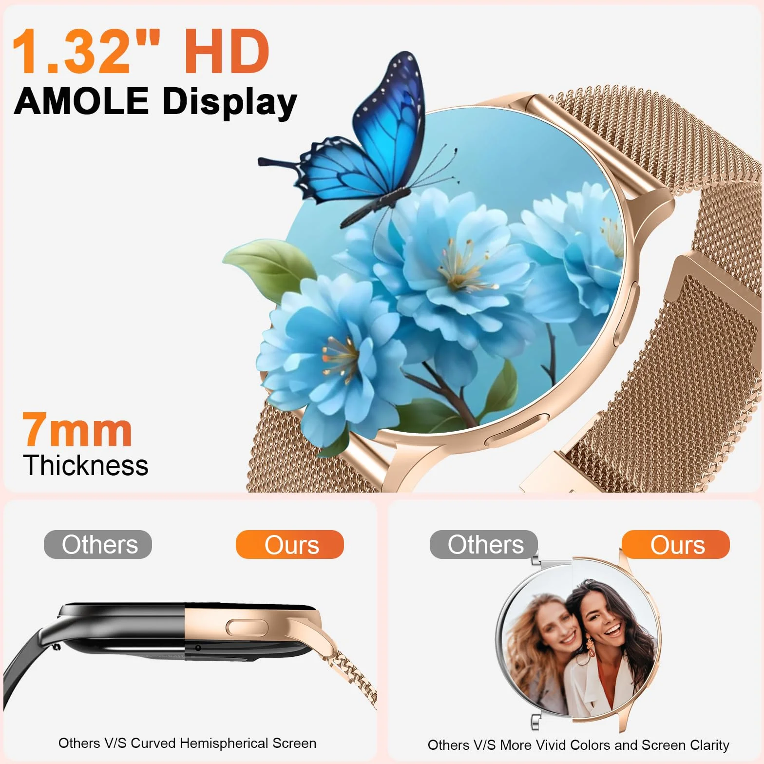 Montre Connectée Femme Appel Bluetooth 1.32" Smartwatch Fréquence Cardiaque SpO2 Sommeil 120+ Modes Sport IP68 Étanche Fitness Podomètre Compatible Android iOS