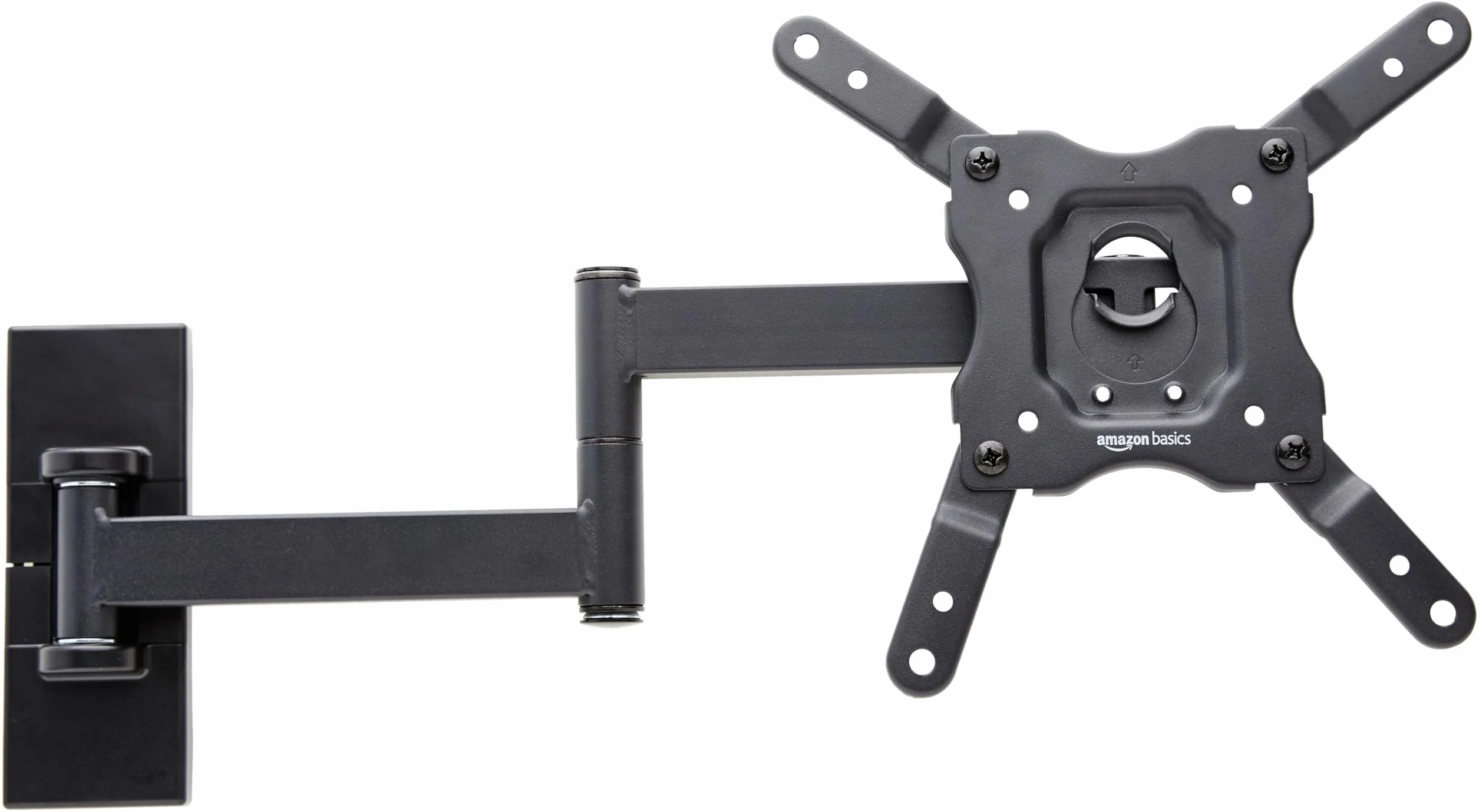 Amazon Basics Support Mural Pour Téléviseur, Mouvement Complet, Pivotant et Inclinable, Pour Téléviseurs ou Écrans Plats et Incurvés 12 à 40 Pouces Jusqu’à 36kg, Support TV, VESA max. 200x200mm, Noir
