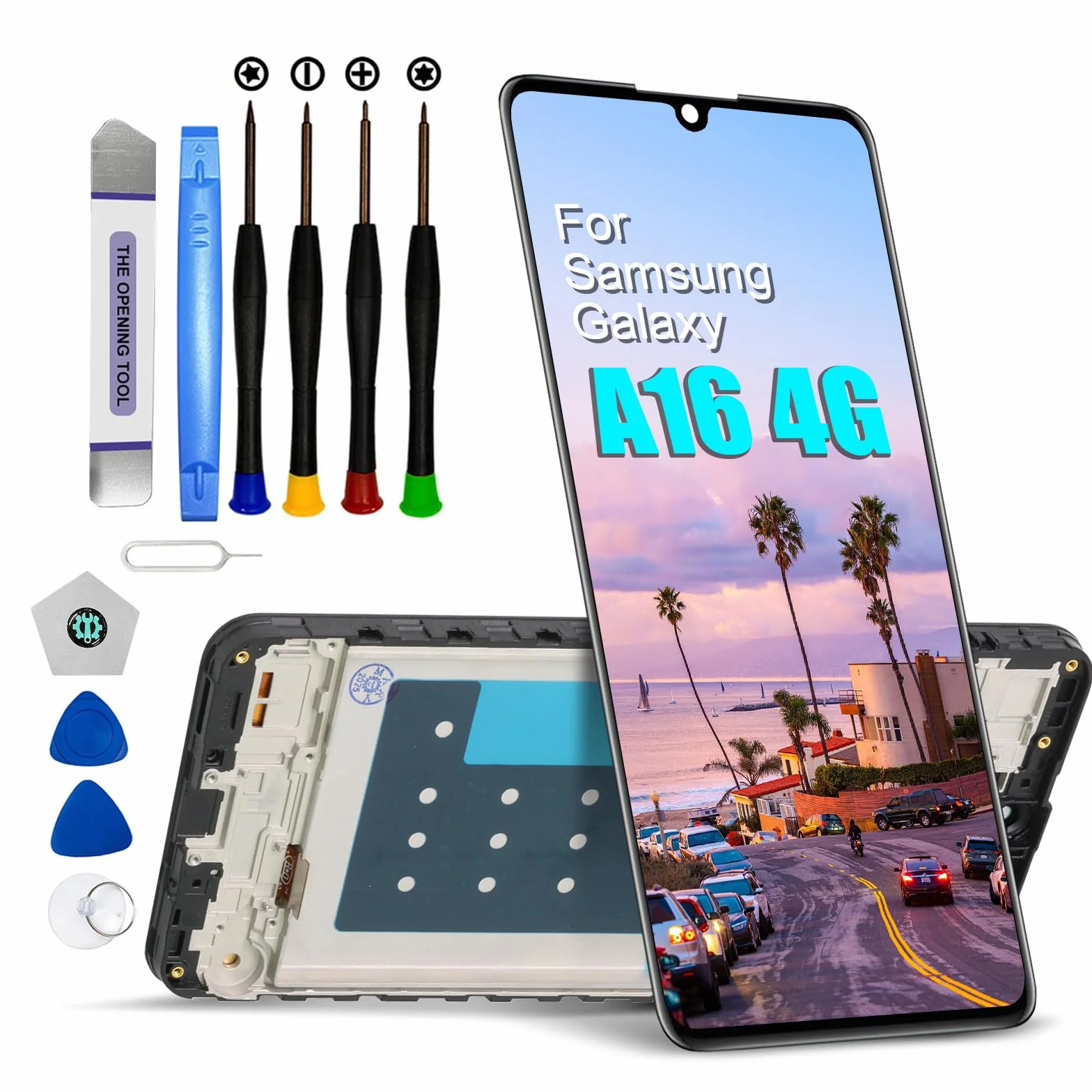 DTD Écran pour Samsung Galaxy A16 4G A165F/A165M LCD Remplacement d'Écran Numériseur Écran Tactile Monté Remplacement avec Outils (Noir avec Cadre)
