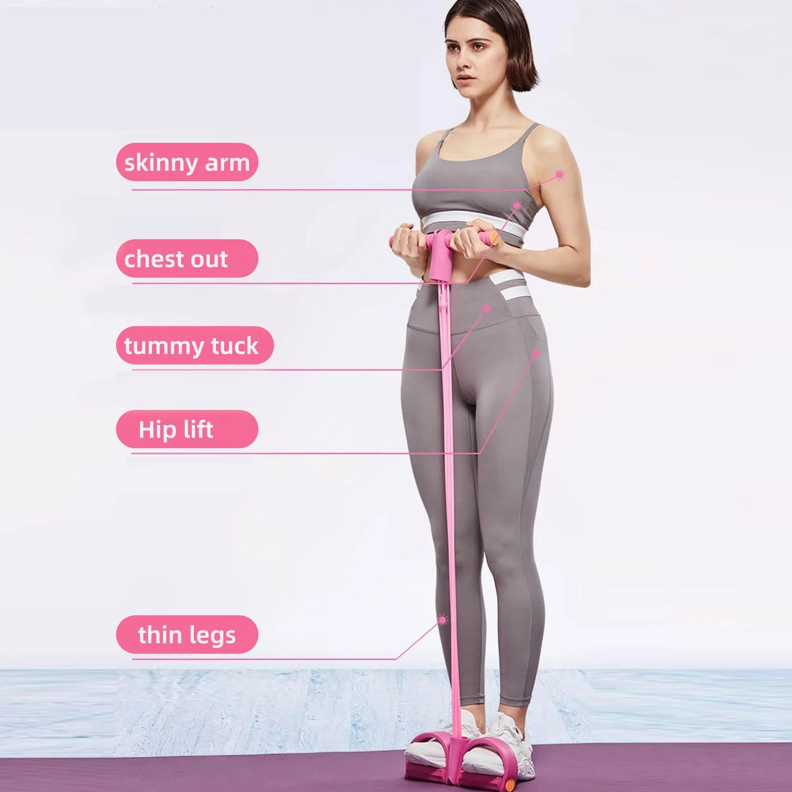 Bande de Résistance Musculation 6 Tubes avec Pédale – Élastique Sport Fitness pour Abdominaux