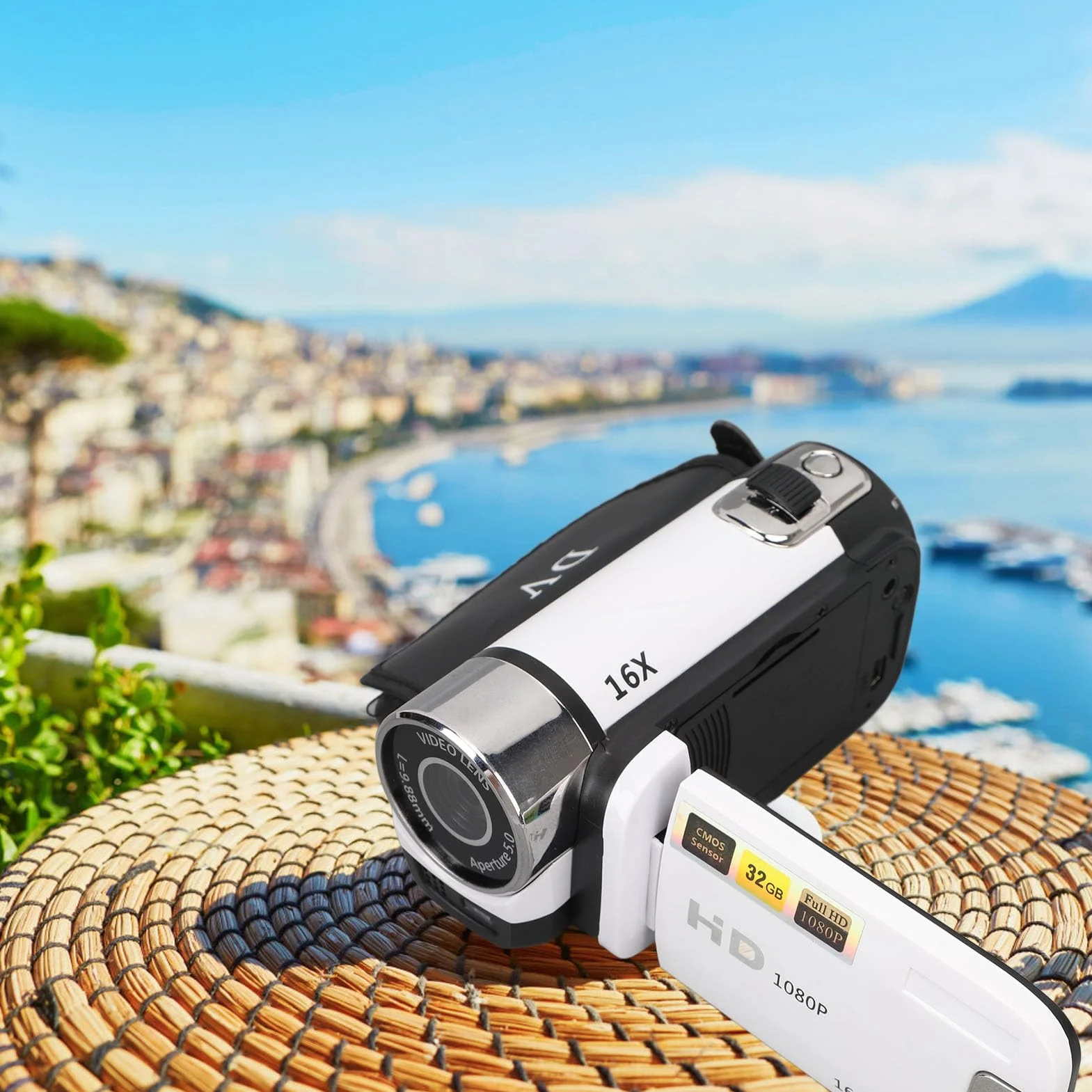 Bewinner Caméra DV 16 MP,Zoom numérique 16X, Appareil Photo 1080P avec écran LCD de 2,7 Pouces, Anti-Vibration, Selfie avec minuterie e, Enchufe européen 100-240 V