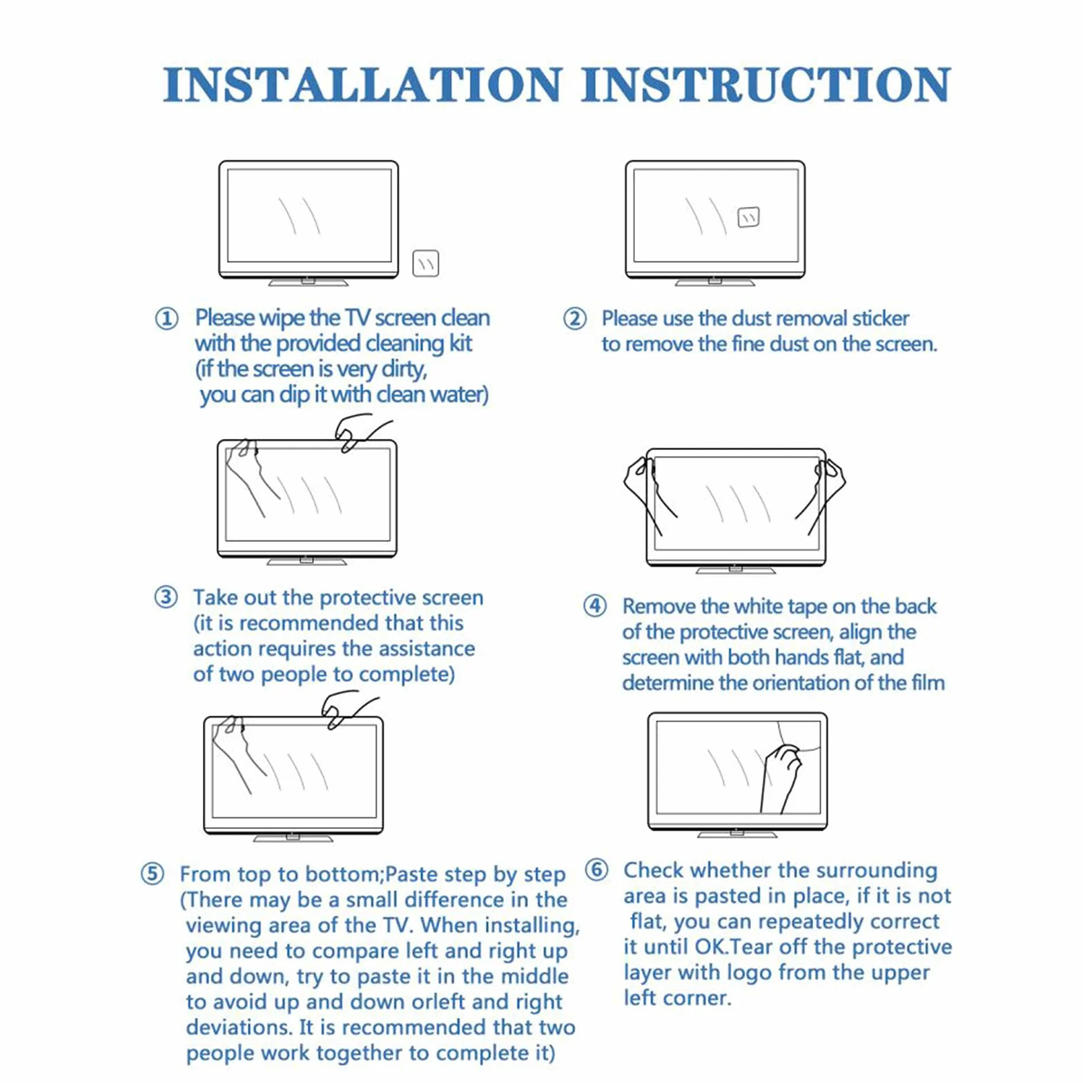 Film Mat Anti-Reflets 55 Pouces, Filtre Anti-Lumière Bleue pour Écran TV, Protection Anti-Rayures sans Bulles