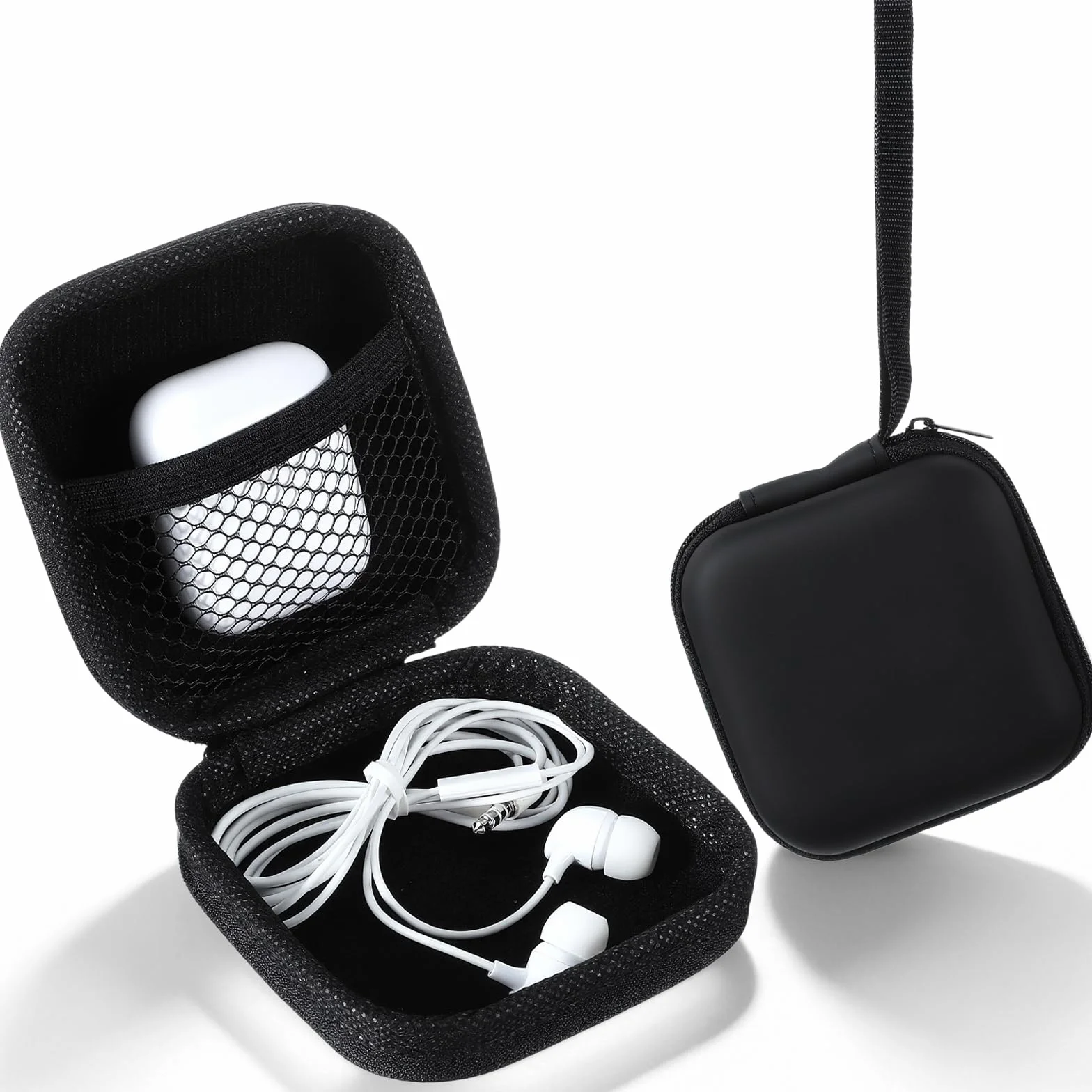 Lot de 2 étuis de protection rigides pour écouteurs Noir