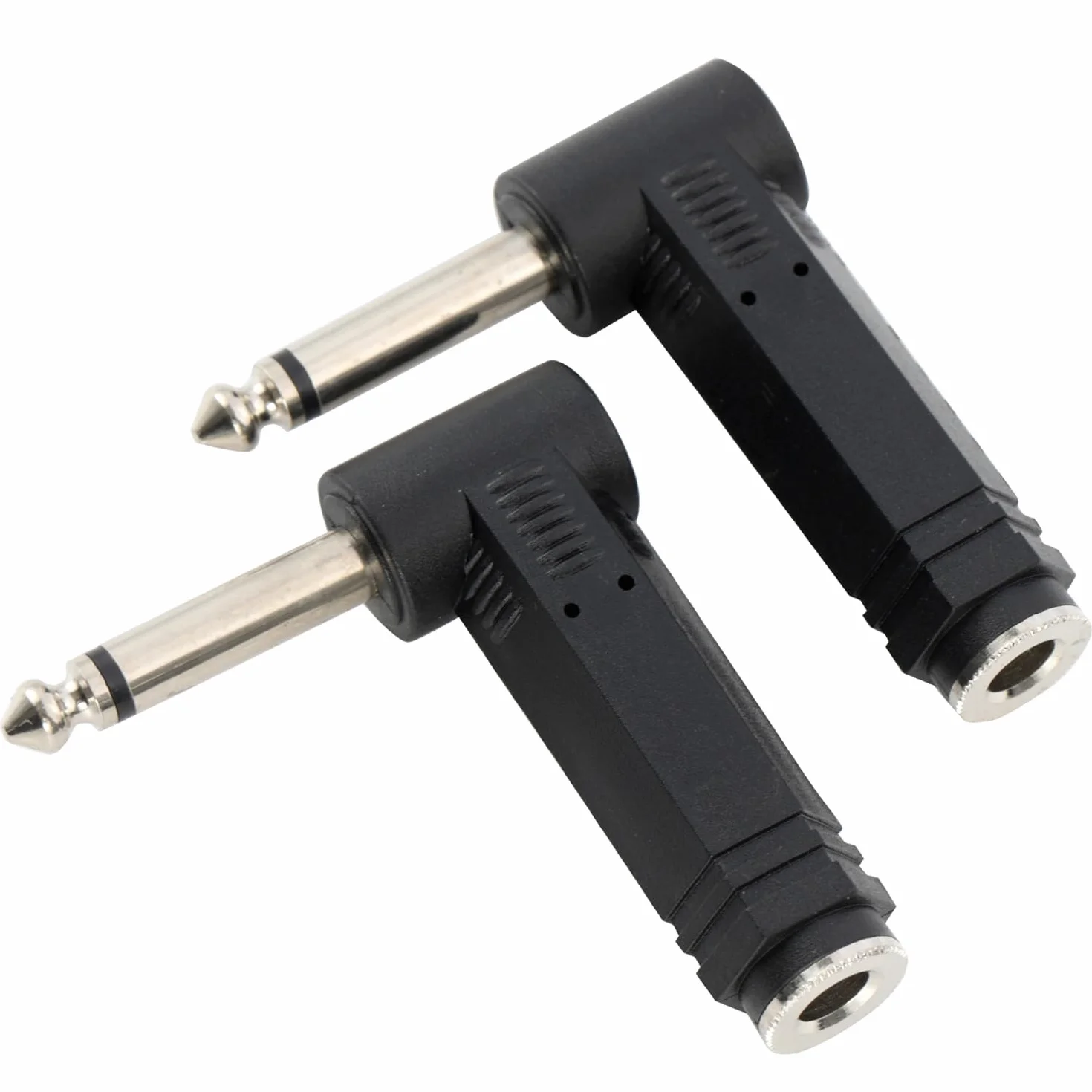 Greluma 2 pièces Adaptateur coudé 6,35 mm TS mâle vers 6,35 mm TS femelle, prise mono 1/4" vers jack 1/4" pour haut-parleur, amplificateur, son de guitare