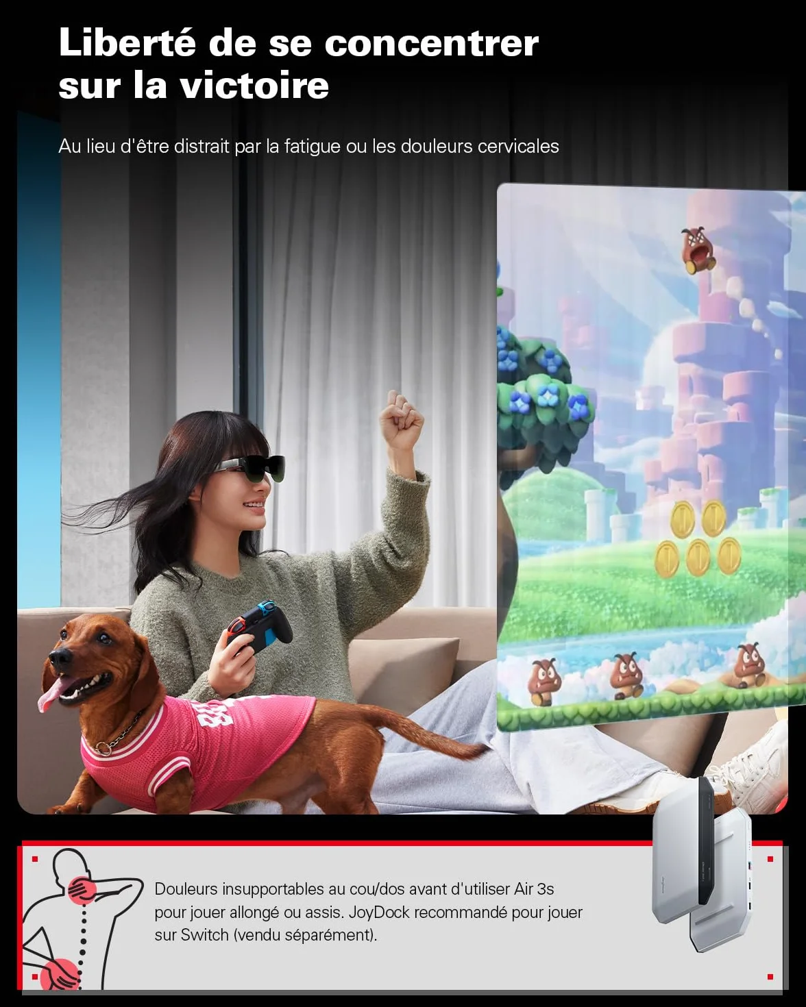 RayNeo Air 3s Lunettes AR/XR, Écran HueView 201" 120Hz FHD, Lunettes Connectée AR Portables pour iPhone 16/15, Android, Mac, Switch, PS5, Steam Deck – Théâtre Portable