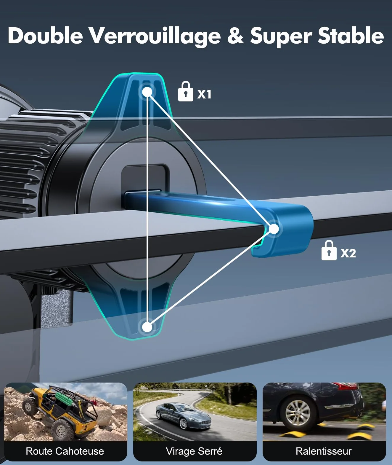 EOIWUY Support Telephone Voiture Induction, 15W Chargeur Induction Voiture Rapide sans Fil 【Serrage Automatique & Rotation 360°】 Compatible avec iPhone 17 Pro Max 16/15/14/13, Galaxy S24/S23/S22, etc