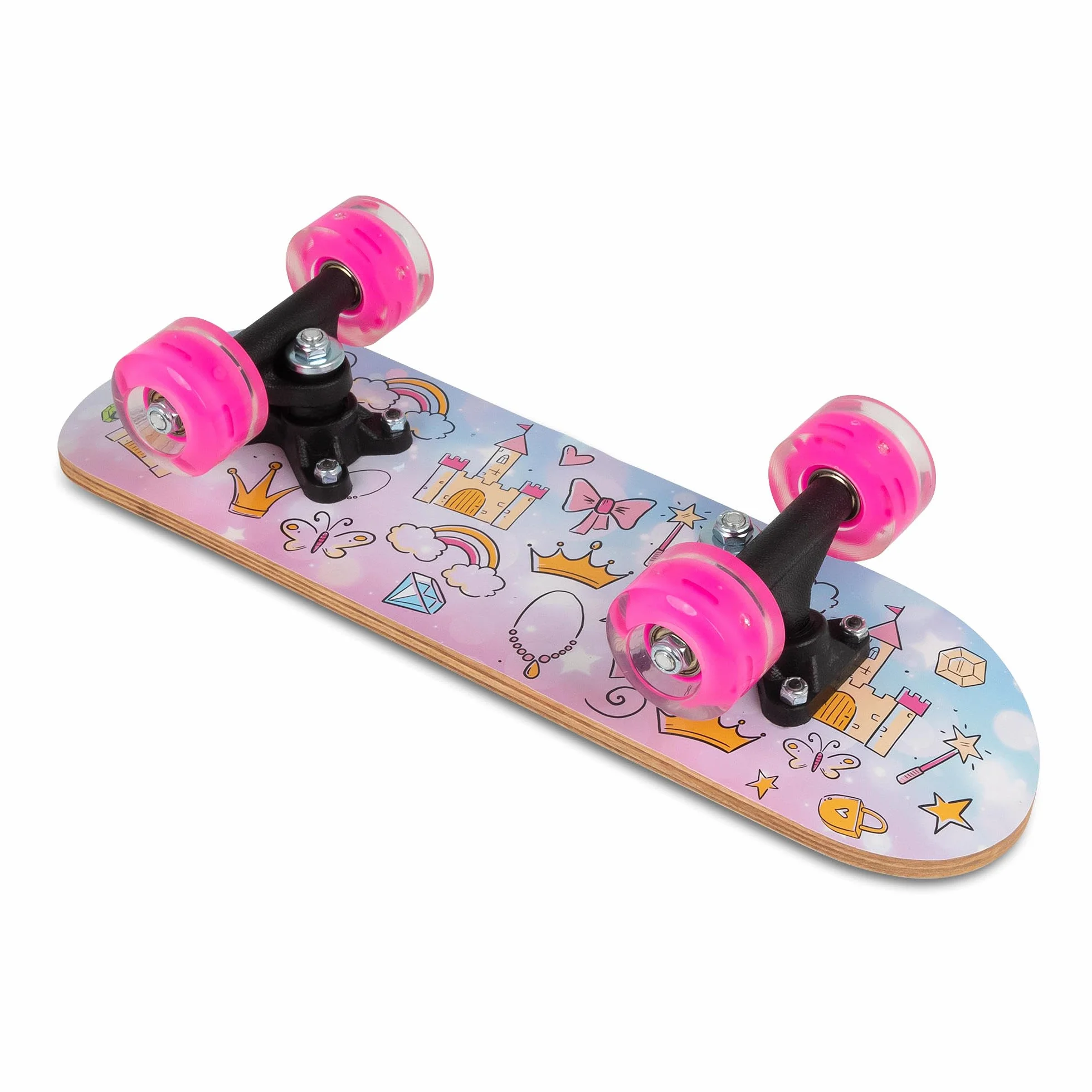 Ozbozz 17" Skateboard Princess Heavy-Duty Flashing Wheels Anti-Slip Grip Wooden Deck Kids Toy