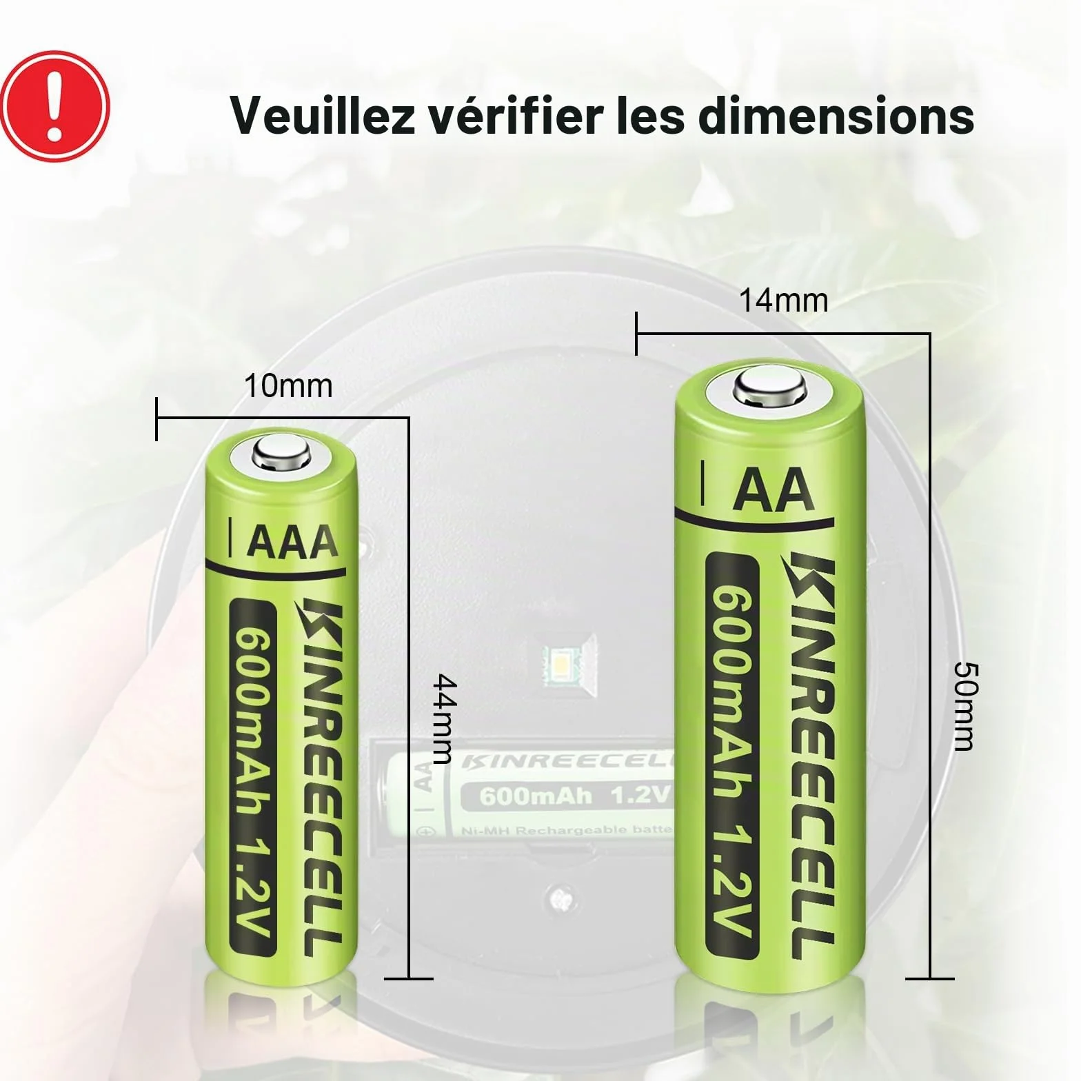 Batteries Rechargeables AA Ni-MH 1,2V pour Lampes Solaires, Guirlandes Lumineuses (Pack de 12)