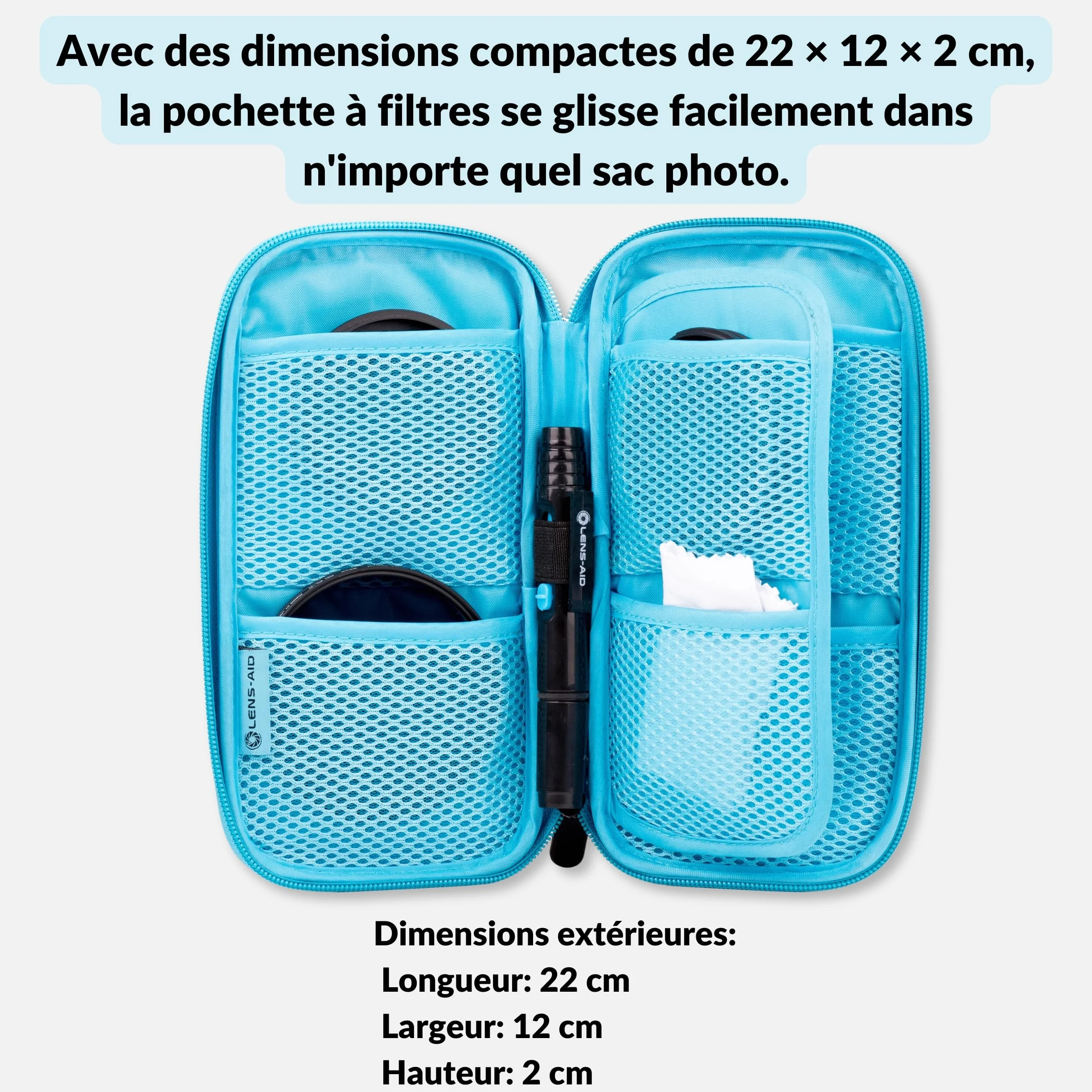 LENS-AID Étui pour Filtres Objectif 9 Compartiments Jusqu’à 82 mm Housse Filtres ND UV CPL Appareil Photo