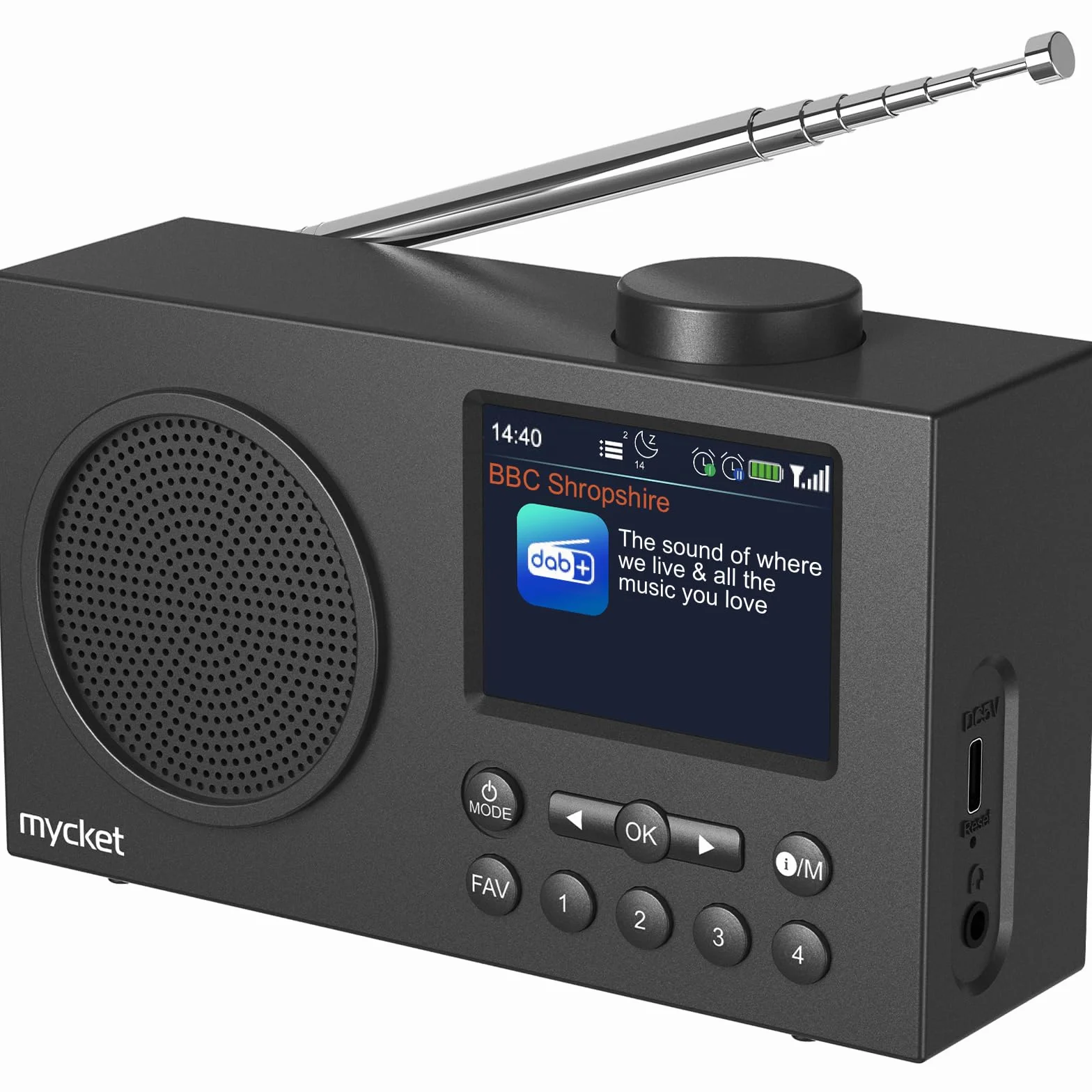 Mycket Portable DAB/DAB + Radio, FM Digital Radios avec 2025 Dernière Technologie de Récepteur de Signal, Radio Rechargeable avec Bluetooth 5.0,Double Réveil, 40 Préréglé, 2,4 "Grand Affichage Couleur