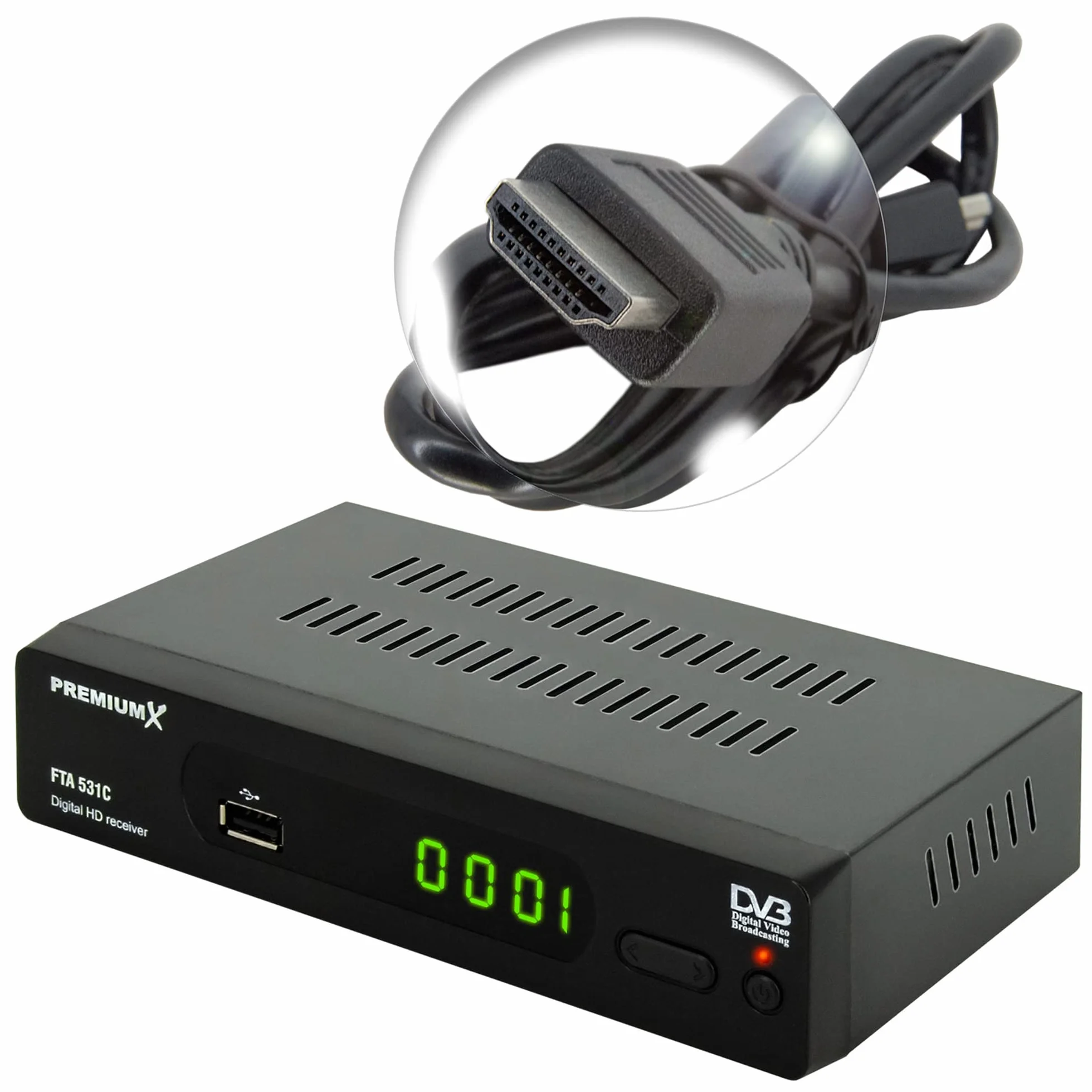 Premium X Récepteur câble DVB-C FTA 531C Digital FullHD SCART HDMI USB Media Player Récepteur TV TV par câble