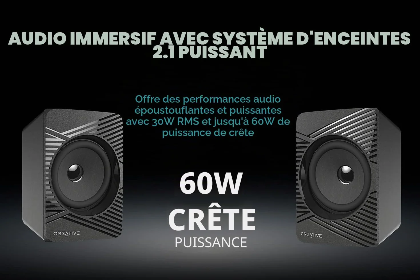 Creative SBS E2500 Système de Haut-parleurs 2.1 Bluetooth Caisson de Basses Noir