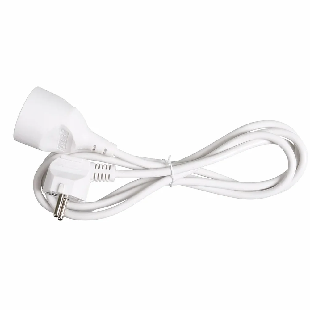 Rallonge Électrique 2 m 16 A 1 Prise 2P+T Câble HO5VV-F 3G1 mm² 3880 W Blanche Sécurité Enfant
