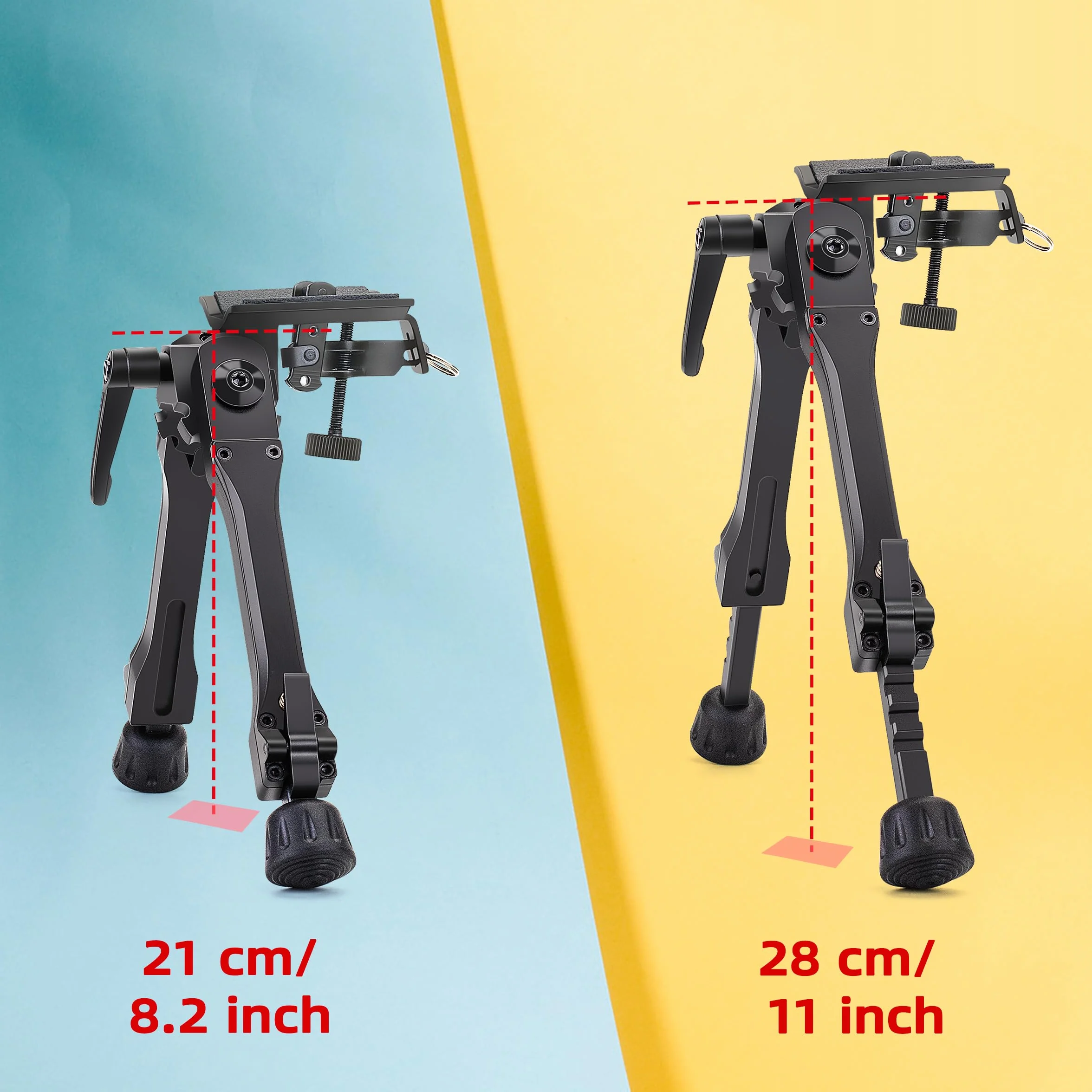 Bipied pivotant inclinable avec 3 adaptateurs, adaptateur à vis 6,35 mm pour appareil photo pour activités de plein air, 7-10"