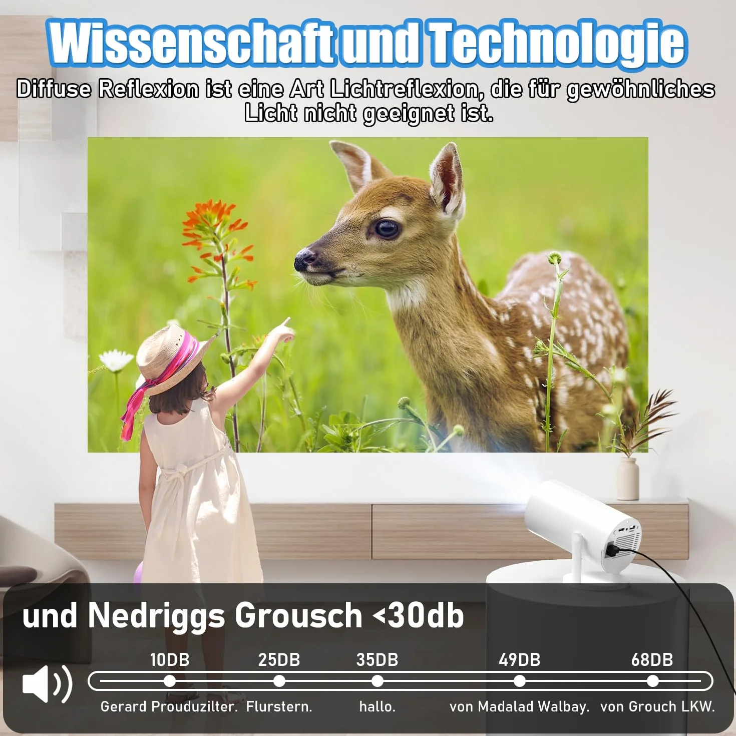 Mini projecteur portable Android 11 4K Ultra HD Smart 150" 5G WiFi6 BT5.4 rotatif 180° projecteur de film extérieur