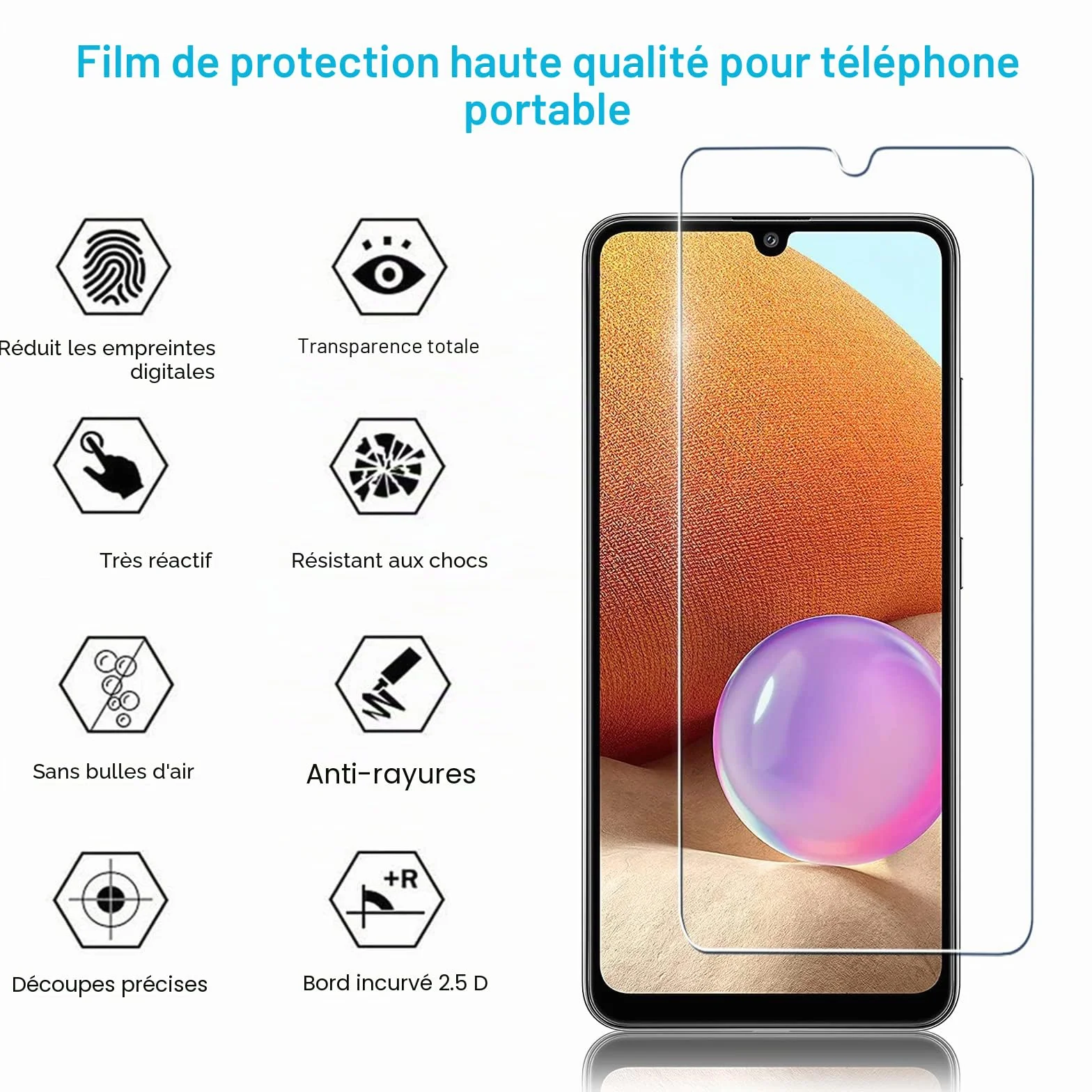 Didisky Lot de 2 Protecteur Verre Trempé pour Samsung Galaxy A32 4G, Film Protection écran, dureté 9H, Pas de Bulles, Haute définition