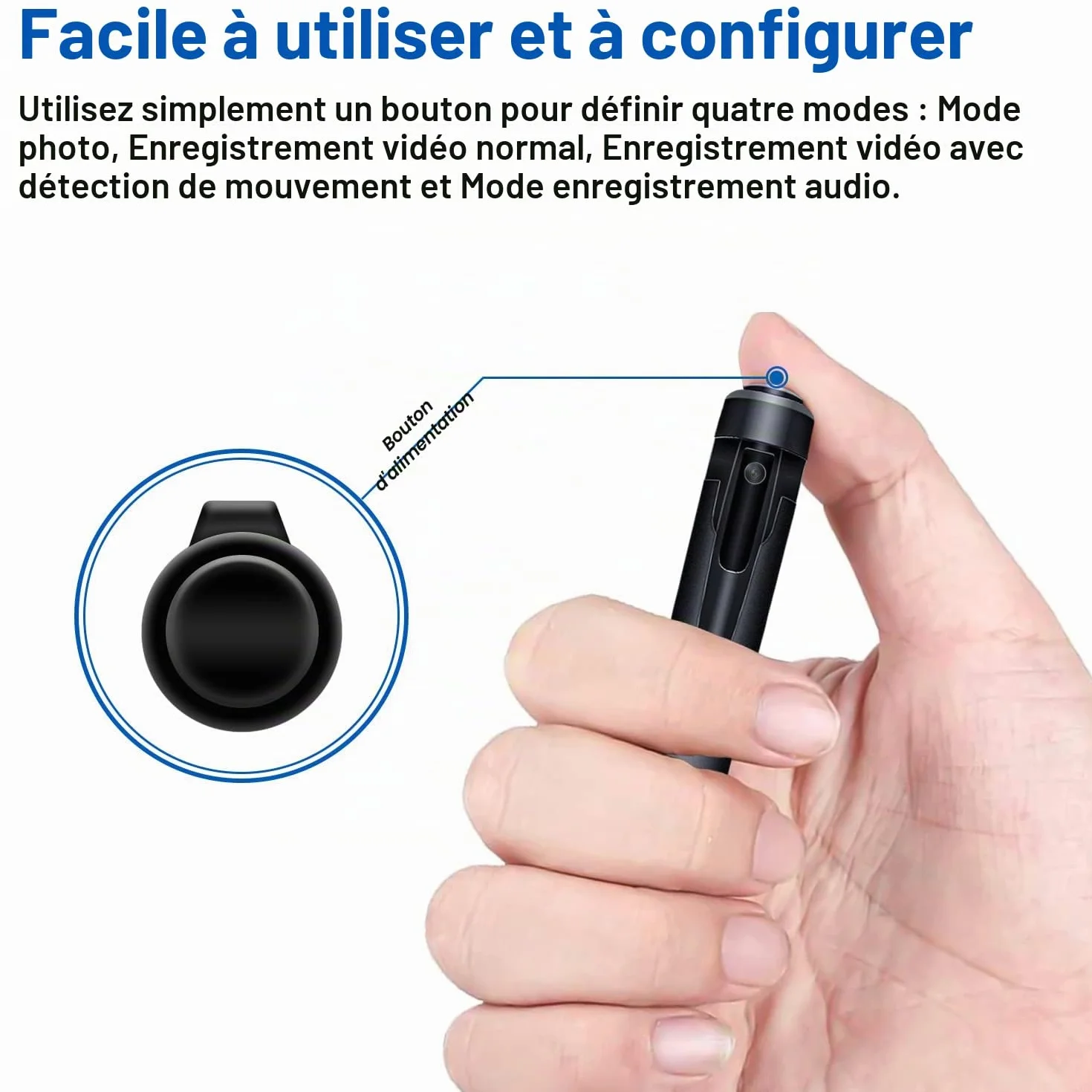 Sprfuk Mini caméra Espion, caméra cachée HD 1080p, caméra de Poche cachée pour Nounou, Appareil Photo de Corps, enregistreur Audio et vidéo avec détection de Mouvement pour réunion d'affaires