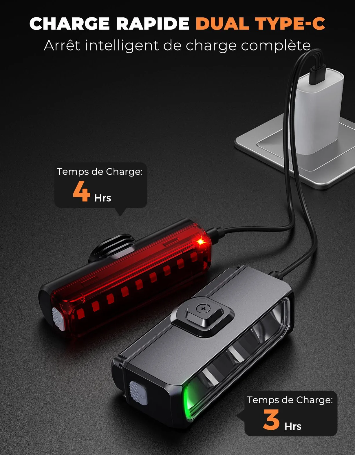 EOIWUY Lumiere Velo Avant et Arriere 1500LM Super Lumineux Eclairage Velo LED Rechargeable USB IP65 Lampe Velo