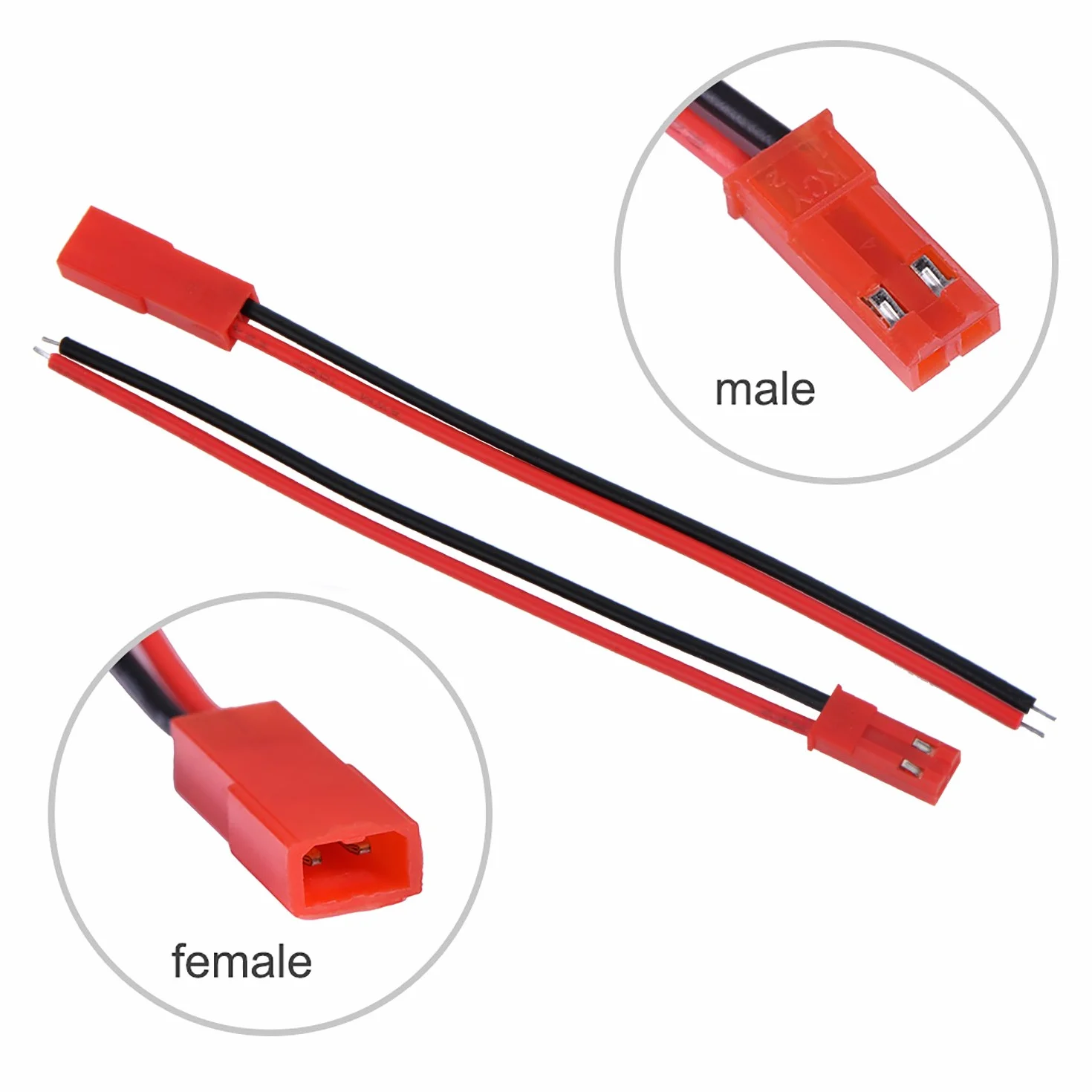 Connecteur JST à 2 broches 22 AWG fiche mâle femelle câble pour bande LED 10,2 cm 15,2 cm