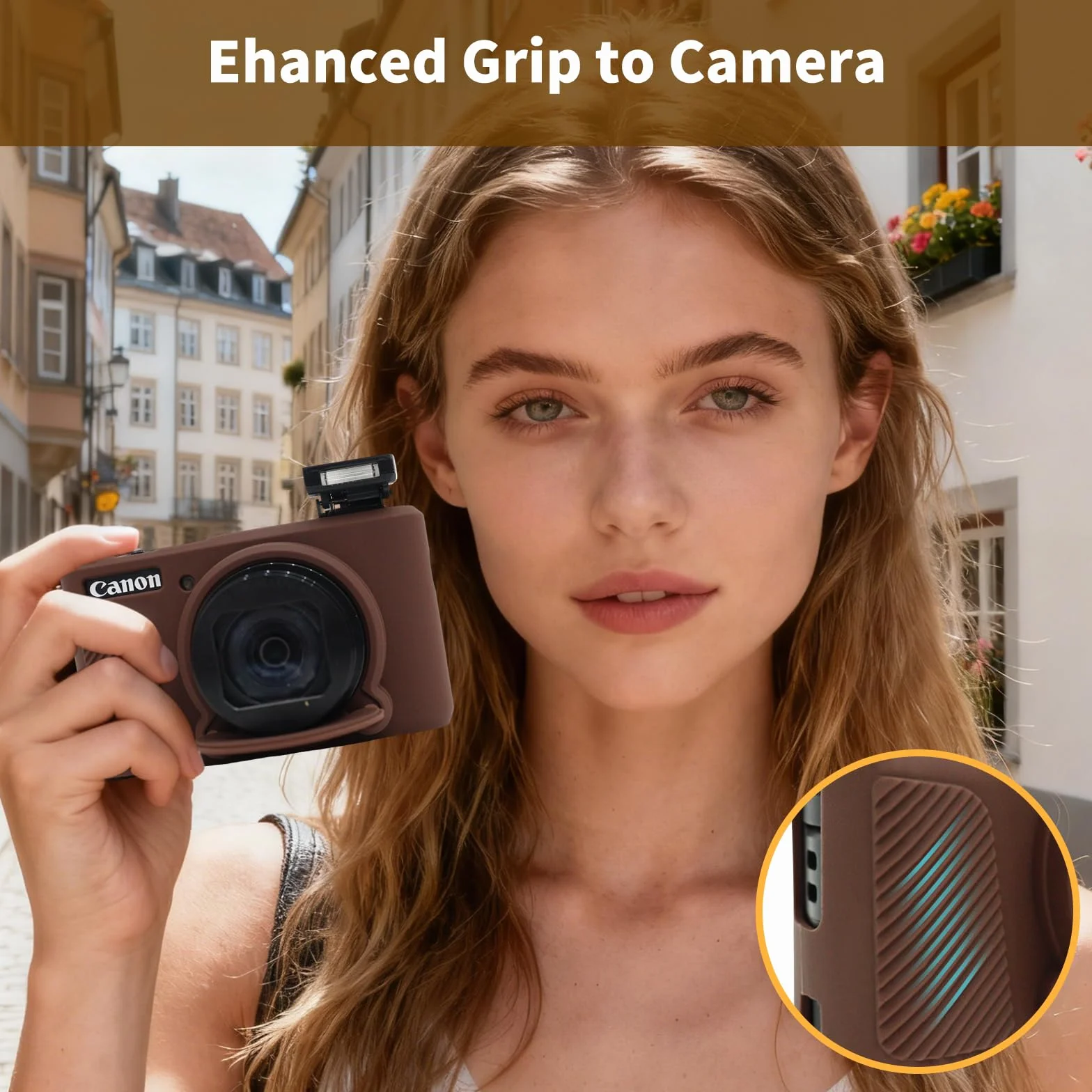 MUZIRI KINOKOO Étui en silicone compatible avec appareil photo numérique Canon Powershot SX740/SX730 HS - Housse de protection en caoutchouc souple avec couvercle d'objectif amovible - Antidérapant et