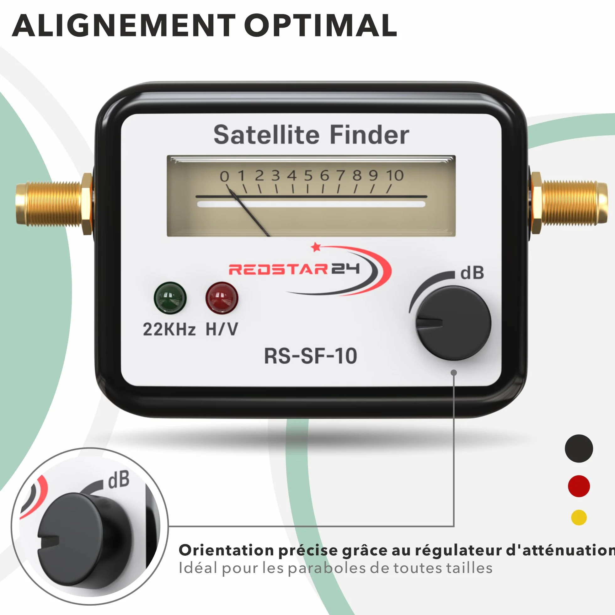 RedStar24 Pointeur Satellite Détecteur de Signal Numérique Satfinder avec Signal Sonore Câble F Inclus