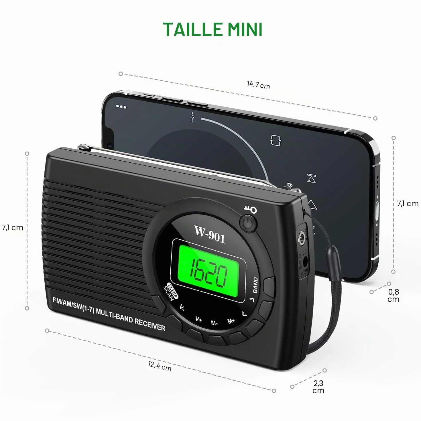 Tendak Petite Radio Portable FM/AM (MW) /SW, Transistor Radio avec Une Excellente Réception et Une Qualité Sonore Elevée, Mini Radio avec Connexion Timed/Casque