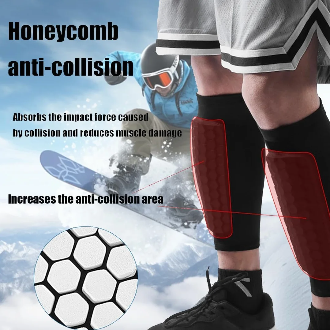 Protège-tibia Ski Anti-Collision Long Structure Nid d'Abeille