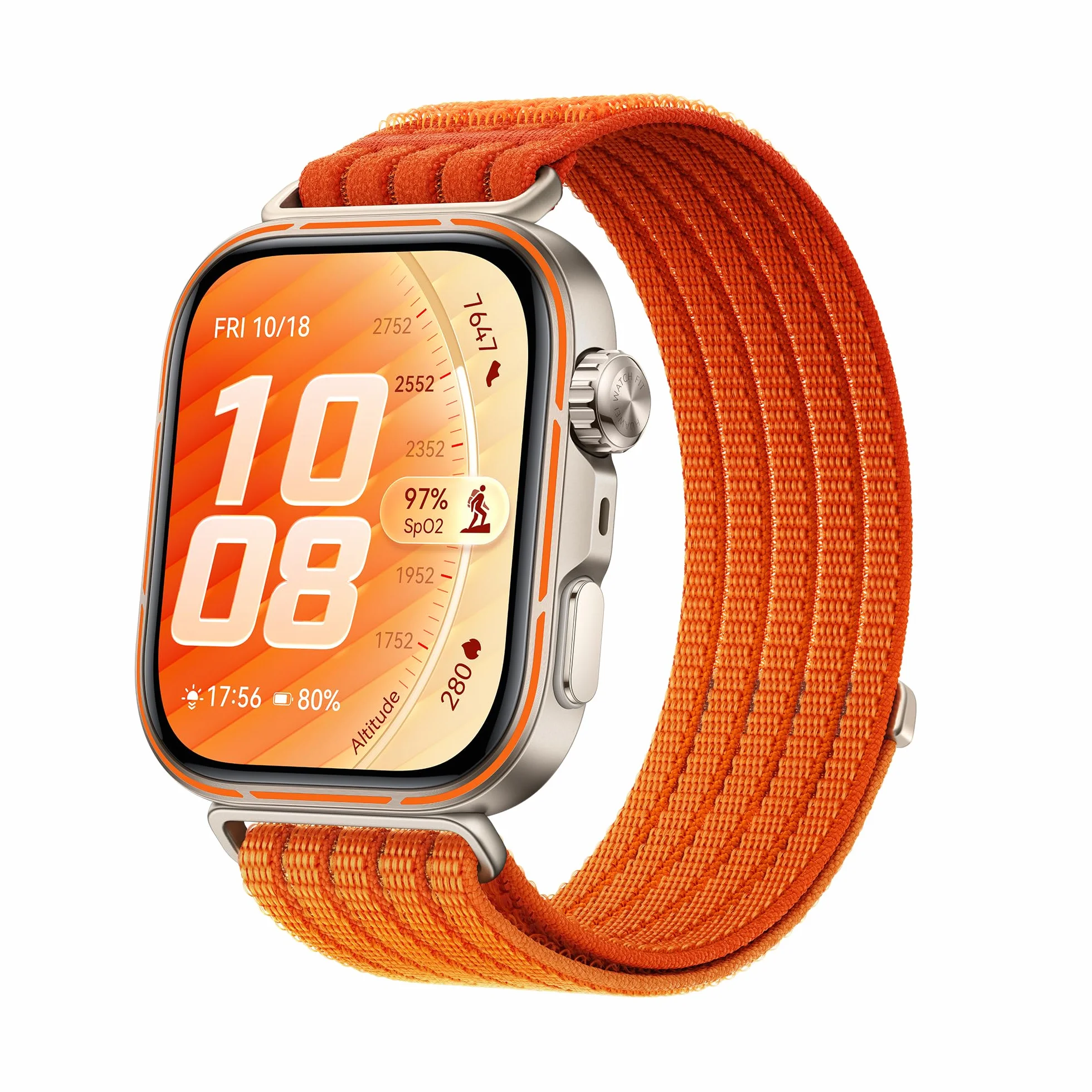 HUAWEI Watch FIT 5 Pro Montre connectée GPS ECG Écran AMOLED 1,92'' Verre Saphir Résistance à l'eau 5 ATM NFC Orange