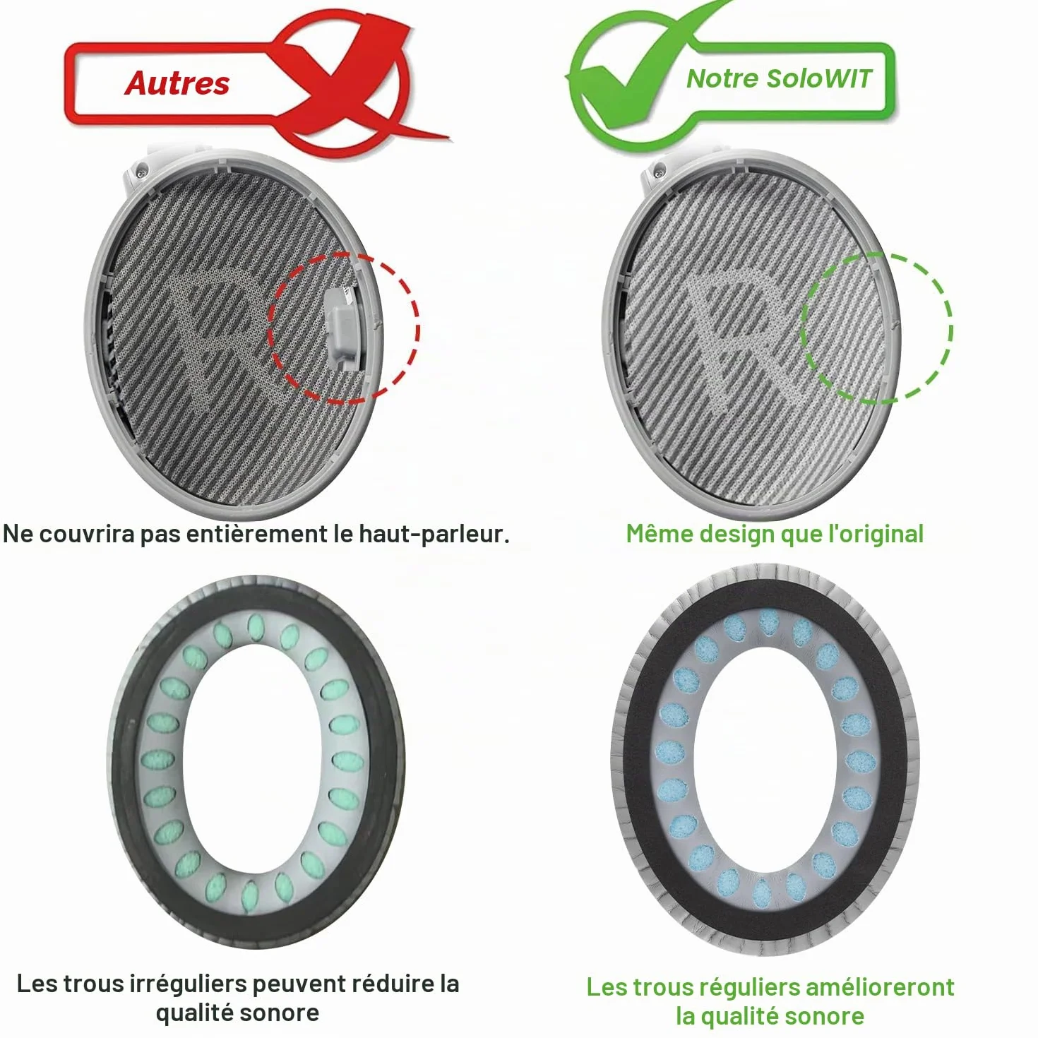SoloWIT® Oreillettes de Remplacement pour Bose QuietComfort 35 QC35 QC35 II Casque Circum-aural