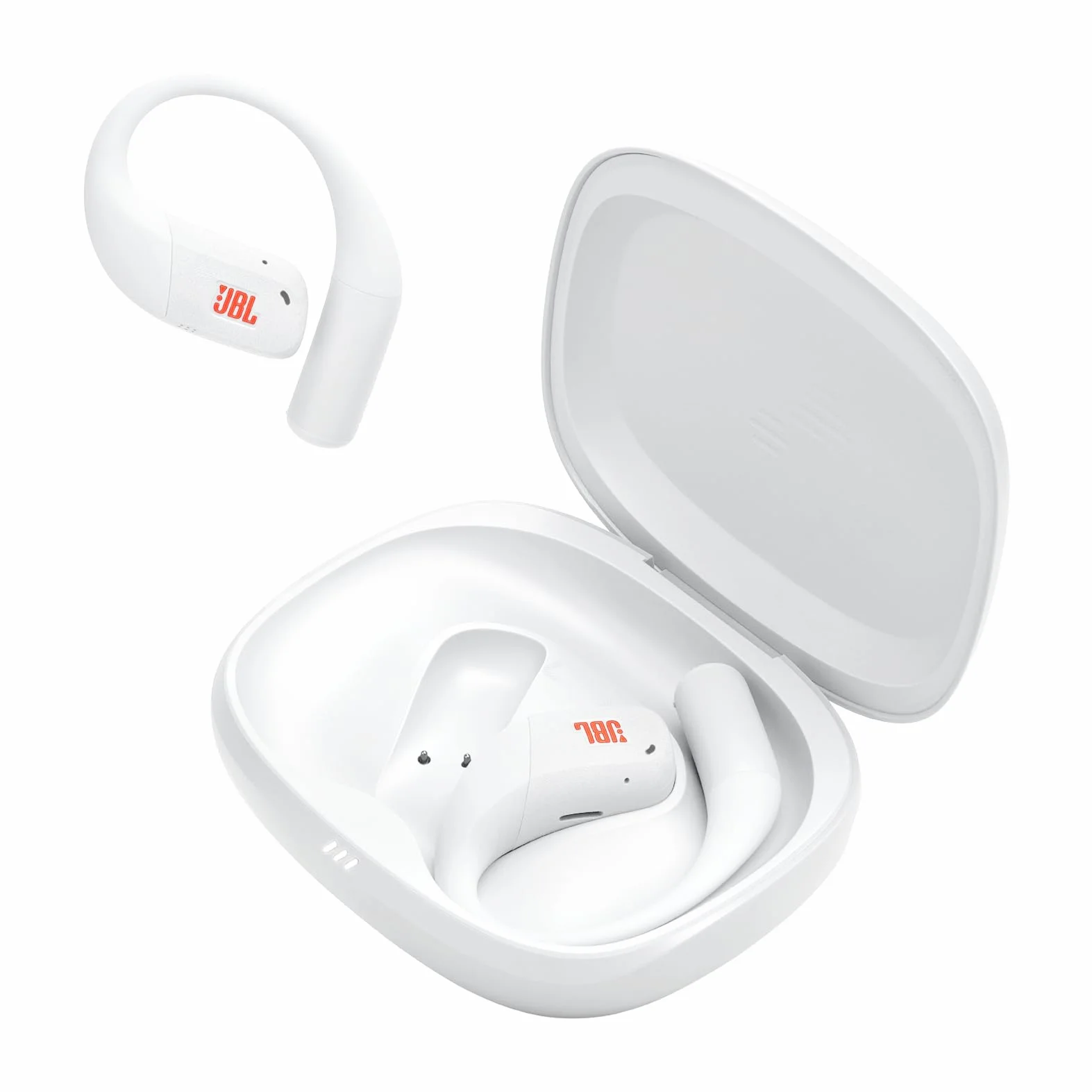 JBL Endurance Zone écouteurs Sportifs Ouverts sans Fil True Wireless, Conception Crochet d'oreille, JBL OpenSound, 32 h d'autonomie, étanches IP68, Google Finder, appli JBL Headphones, Blanc