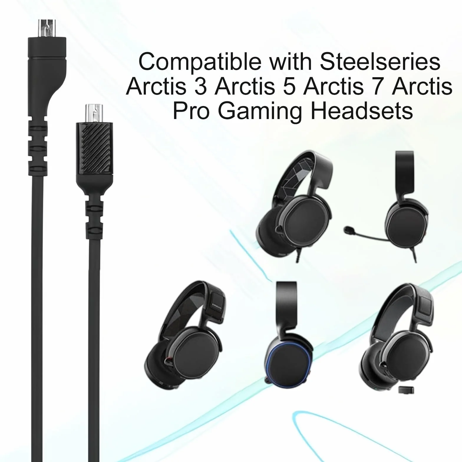 Câble Audio pour Casque, Casque Audio Câble de Remplacement pour Arctis 3 Arctis 5 Arctis 7 Arctis Pro, 150 Cm de Câble D'extension de Carte son de Rechange, Noir