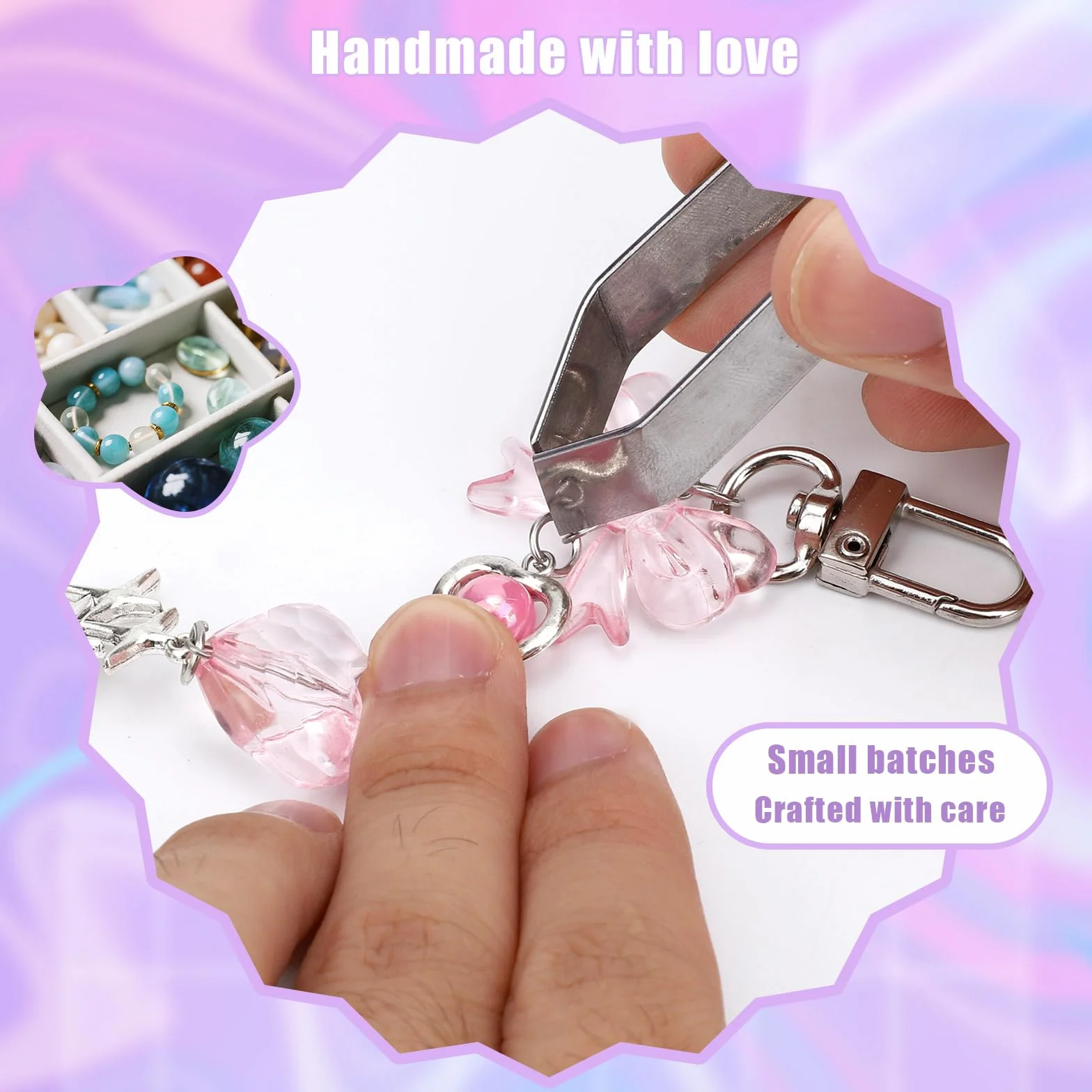 Chaîne de Charme pour Kindle, Délicate avec Nœud Cœur Étoile, Accessoire pour Étui de Téléphone Tablette Liseuse (Rose)
