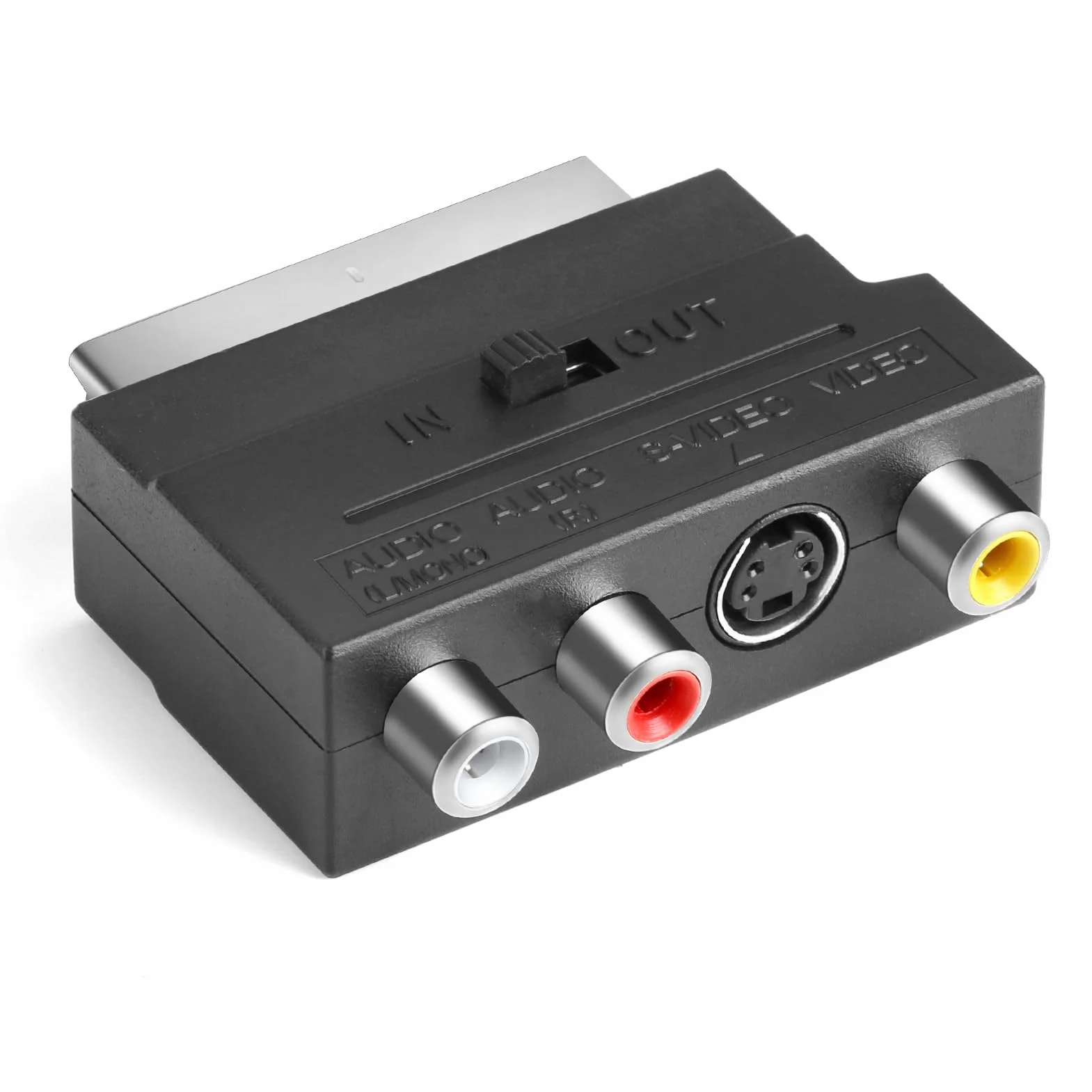 Adaptateur Péritel vers 3X in Out + S-Video S-VHS, Prise Peritel, Peritel Adaptateur, Connecteur Audio Vidéo en Noir pour une Transmission Optimale de l'Image et du Son, Idéal pour vos Appareils AV