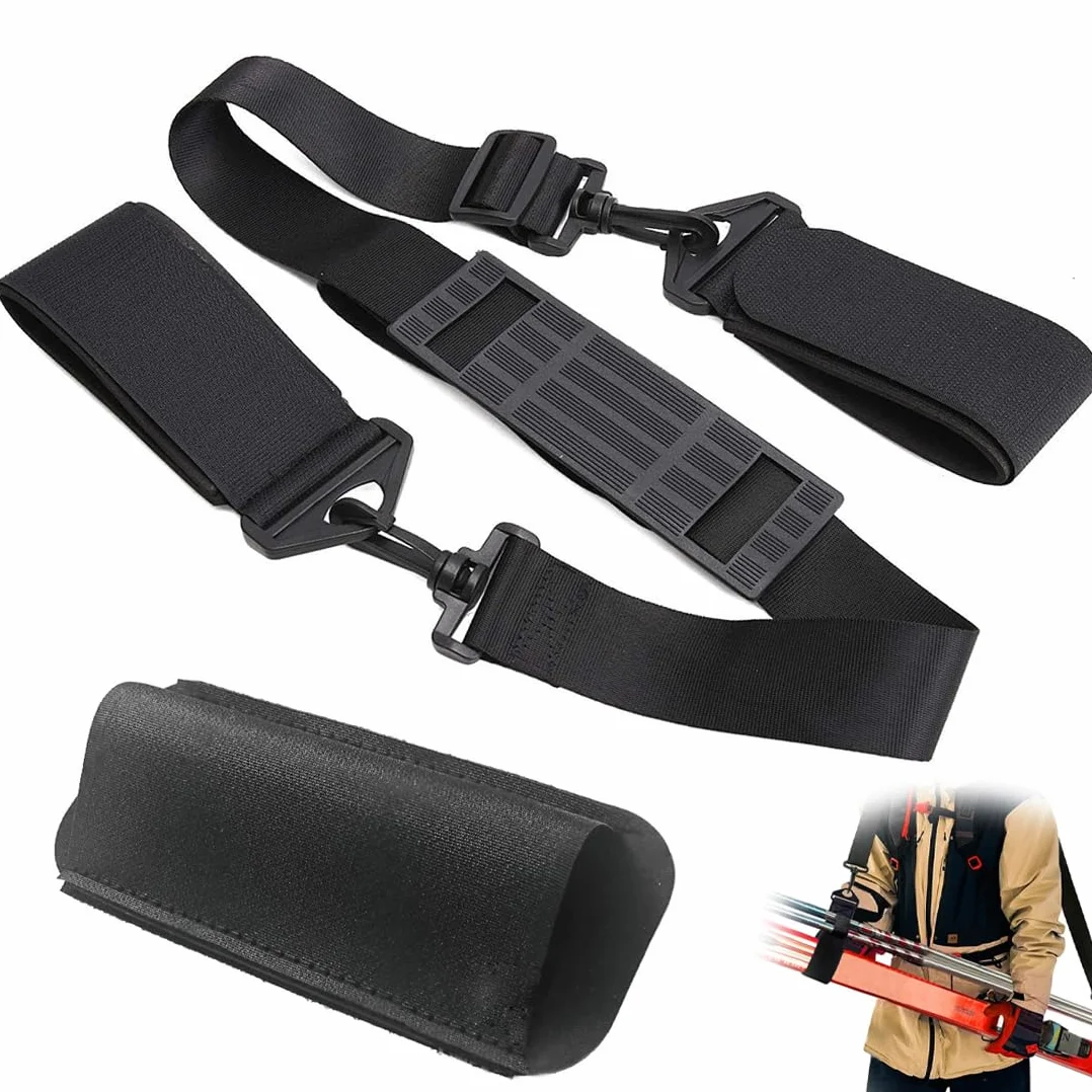 Sangle de Ski Réglable IKOPFLN - Bandoulière Porte-Ski avec Sac pour Bâtons de Ski, Accessoire de Transport pour Snowboard et Équipement de Ski