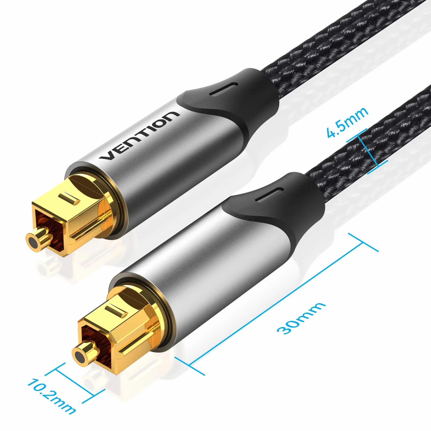 VENTION Câble Optique Audio Toslink 2m Nylon Tressé 24K Plaqué Or