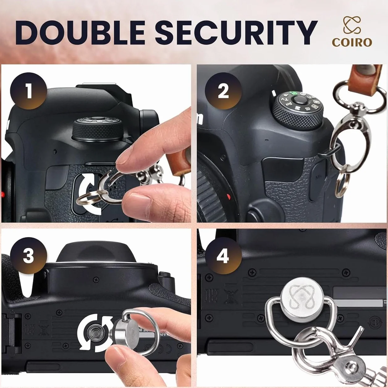 C Coiro Harnais Appareil Photo Professionnel Accessoires Appareil Photo, Bandoulière Double En Cuir Pour Appareil Photo