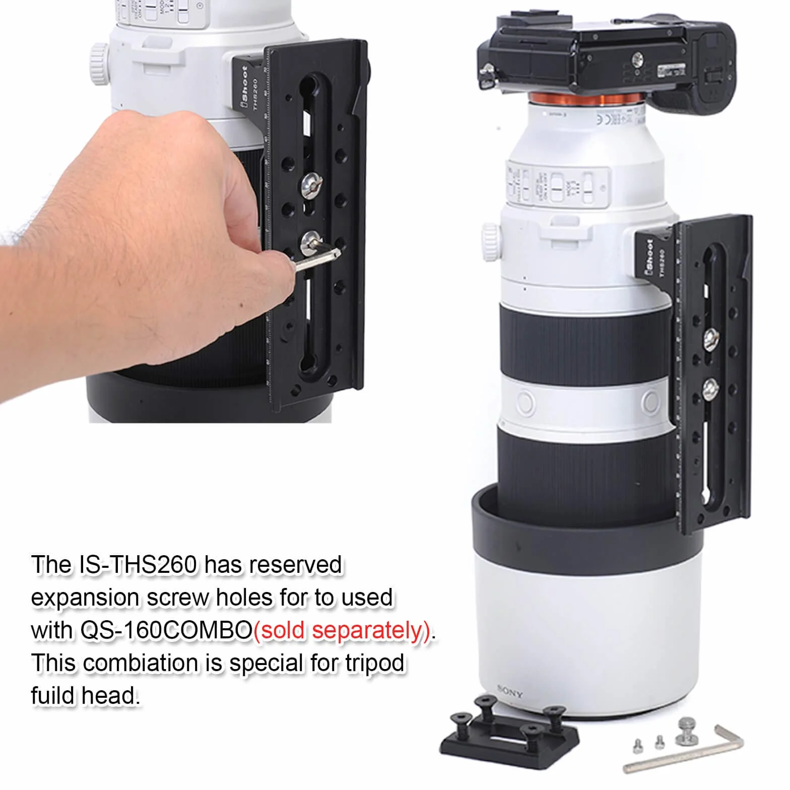 iShoot Pièces de rechange pour Sony FE 200-600 mm f/5.6-6.3 G OSS Lens - Anneaux de fixation pour trépied