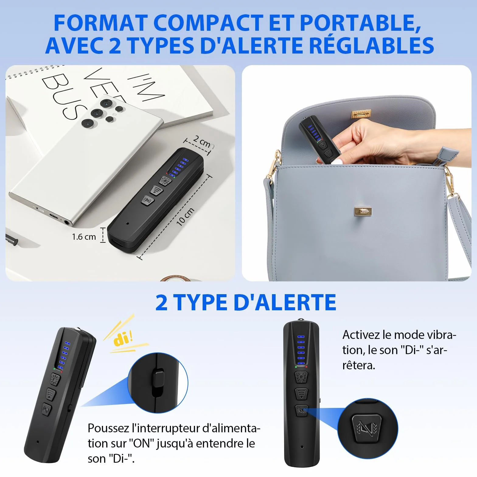 Detecteur de Camera et Micro Espion, Detecteur de Traceur GPS Voiture, Détecteur de Caméra Espion WiFi et Scanner RF pour Hôtel, Salle de Bains, Voiture, Bureau et Voyage