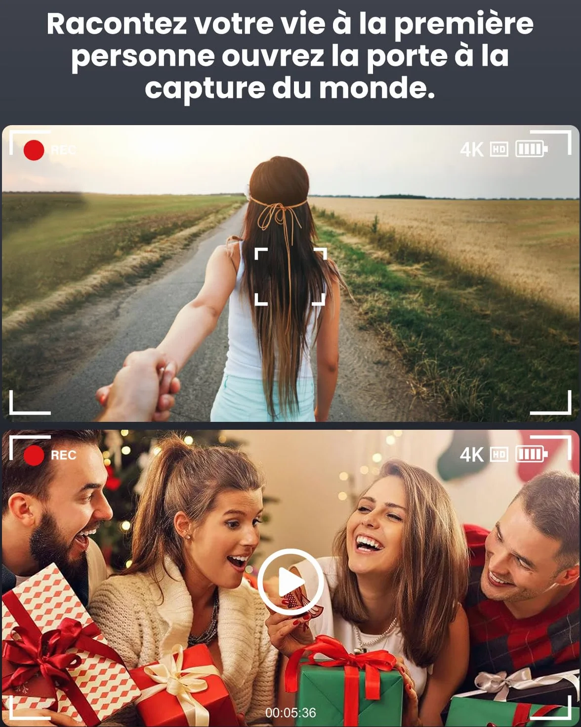 Lunettes intelligentes AI — Caméra 8MP anti-vibration, 290mAh, appel BT, 4K HD (enregistrement vidéo + double mic), IP66, interprétation simultanée/identification GPT (verres anti-lueurs bleues)