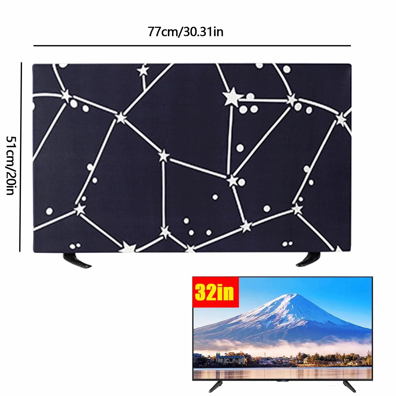 Housse TV Universelle,Protection Anti-poussière pour téléviseur - Accessoire décoration TV en Tissu Polyester Haute densité pour téléviseur Plat LCD 32-65 Pouces et télé seur