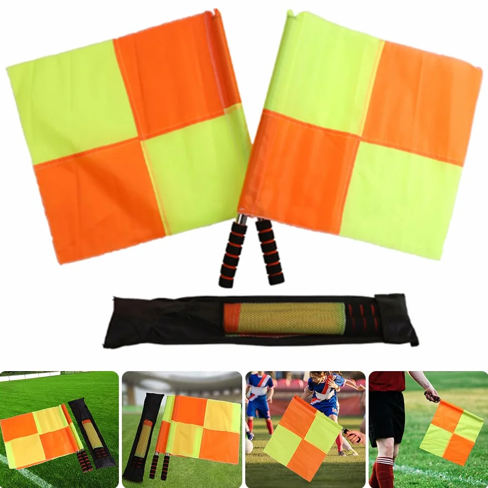 Lot de 2 drapeaux d'entraînement de football, drapeaux de ligne imperméables pour arbitre